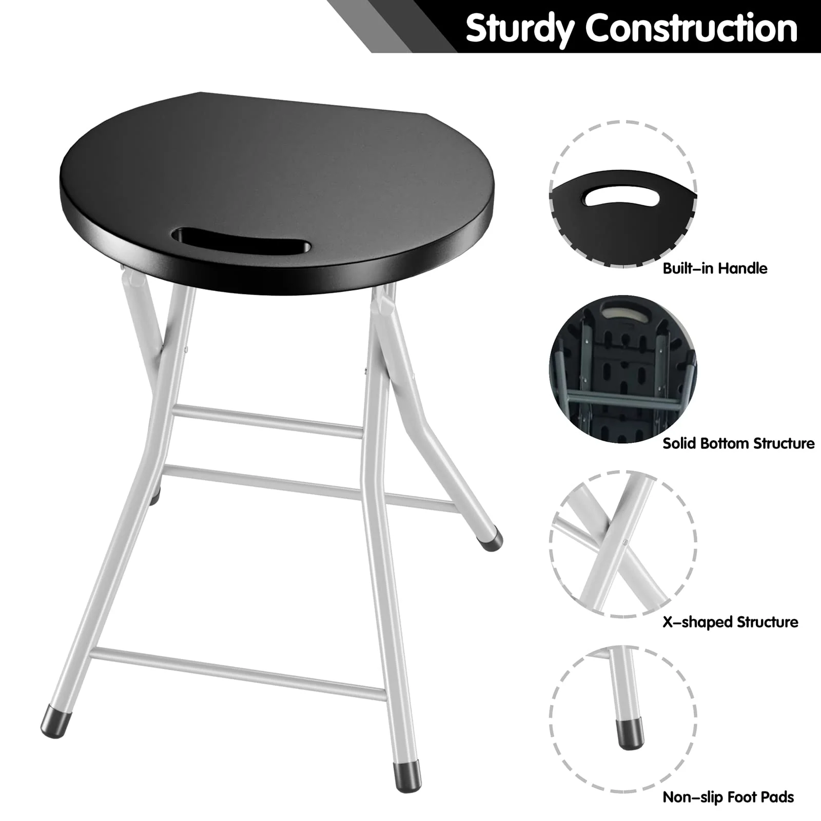 Goplus Folding Stool, 28 inch Foldable Camping Stool for Adults with 330 lb Capacity - Image 7