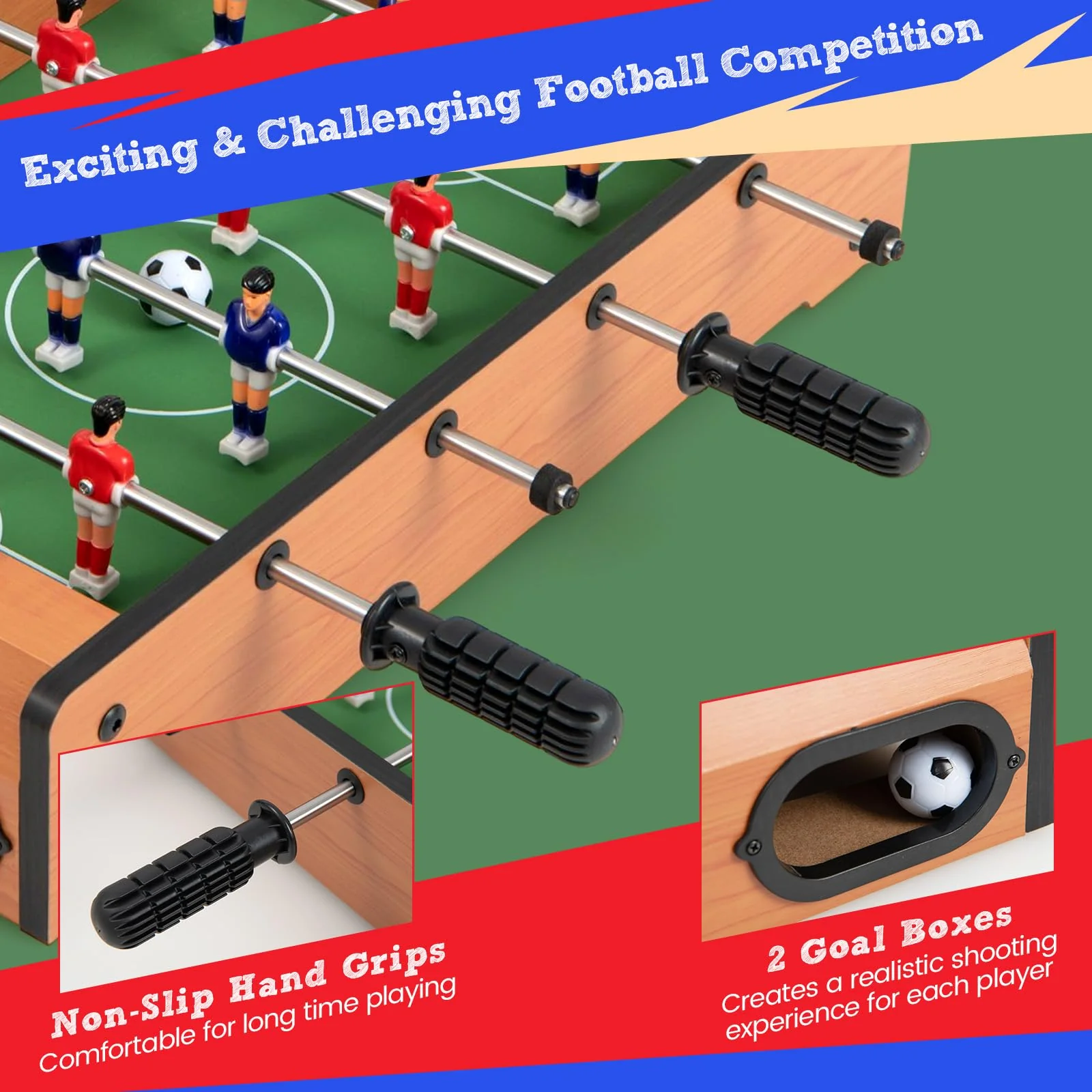 Goplus Foosball Table, 20 Inch Mini Tabletop Soccer Table with 2 Balls, Score Keepers, Portable Football Table for Kids - Image 4