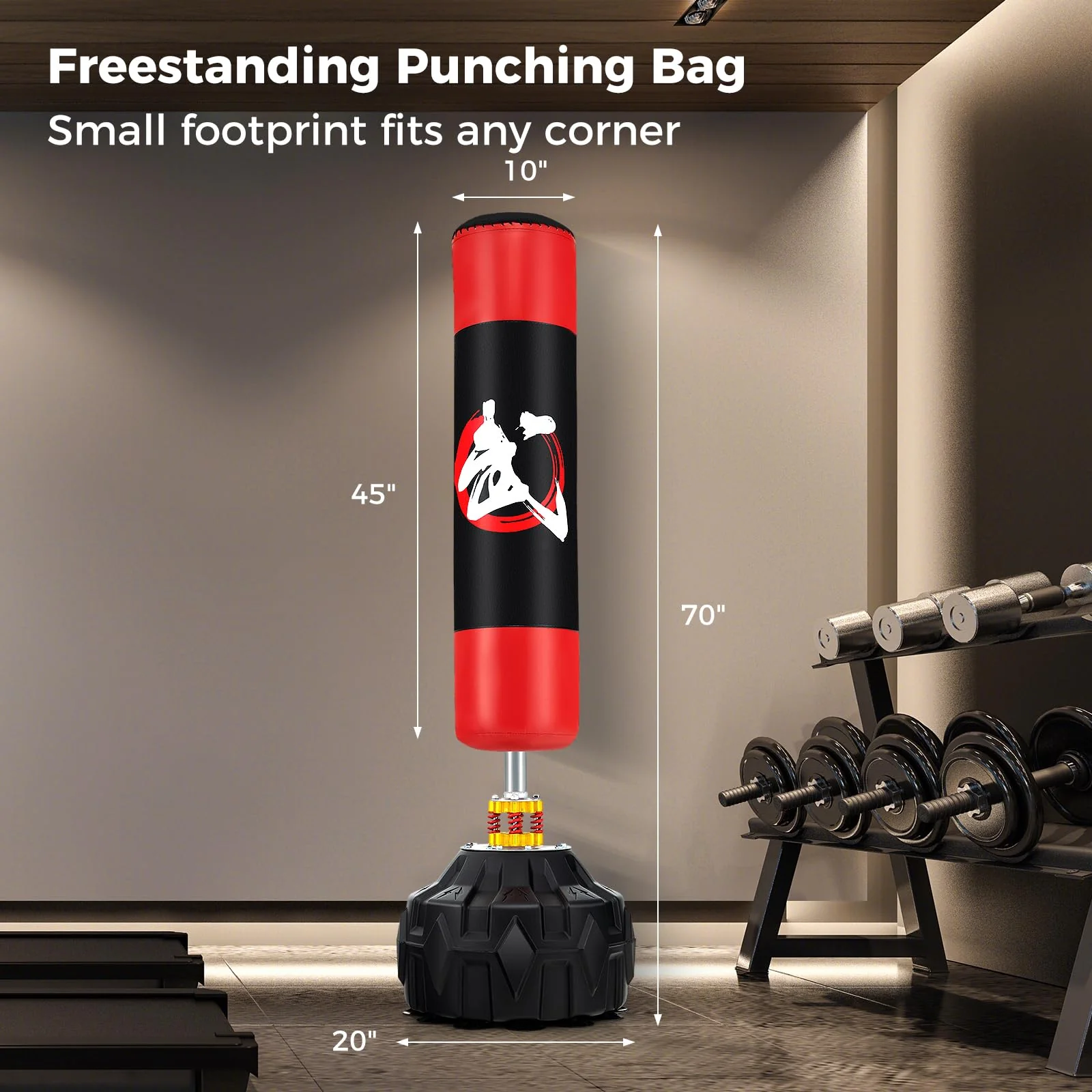 Goplus Freestanding Punching Bag, 70" Heavy Boxing Bag w/Fillable Base - Image 6