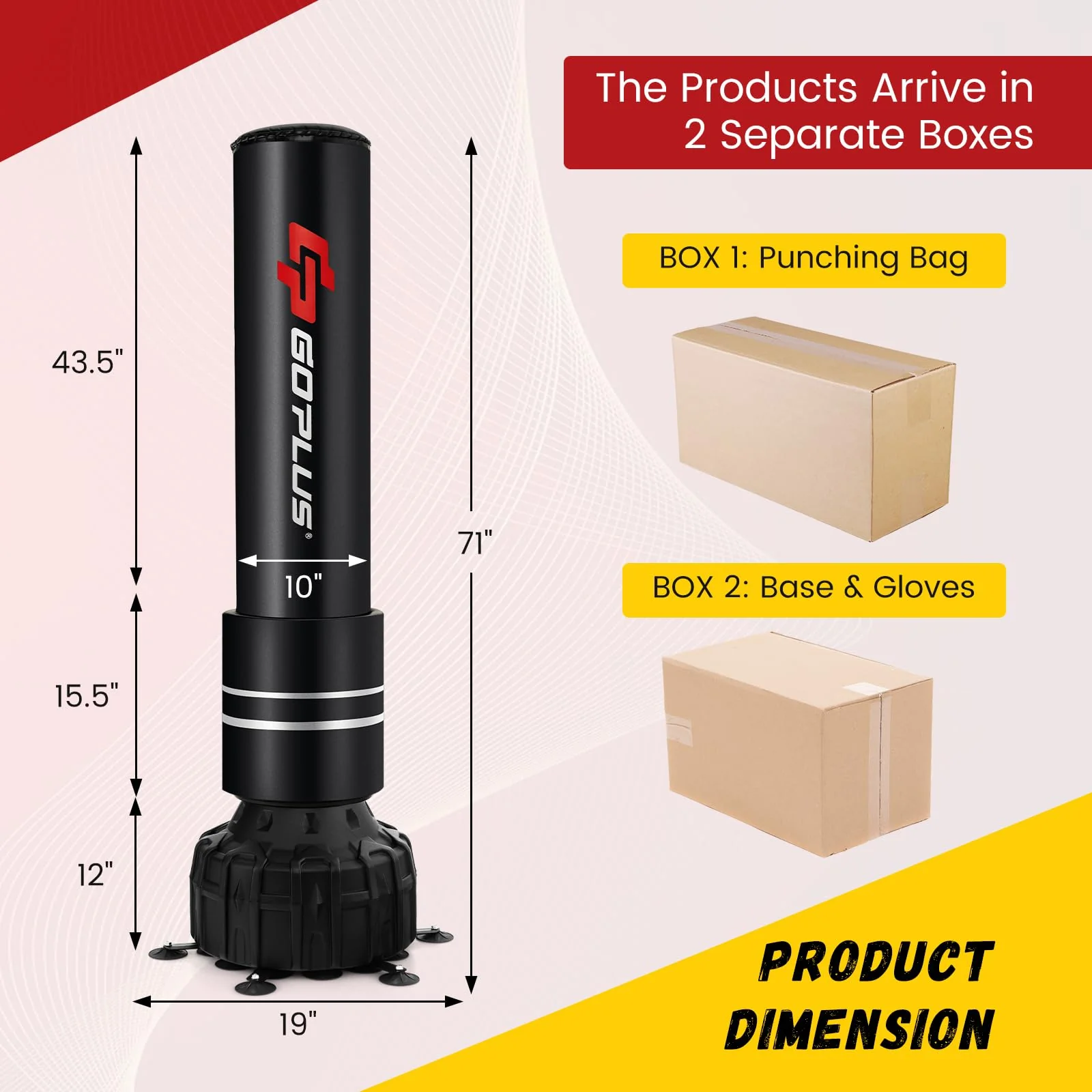 Goplus Freestanding Punching Bag, 71" Heavy Boxing Bag with 25 Suction Cups, Boxing Gloves, Filling Base - Image 7