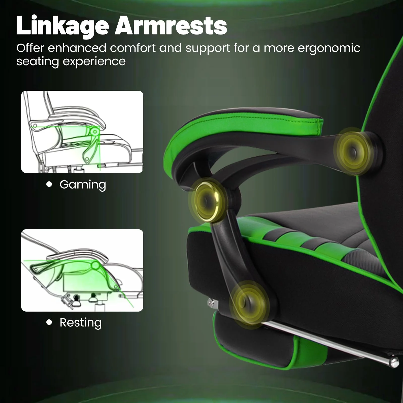 Goplus Gaming Chair, Computer Chair with Footrest and Lumbar Support - Image 5