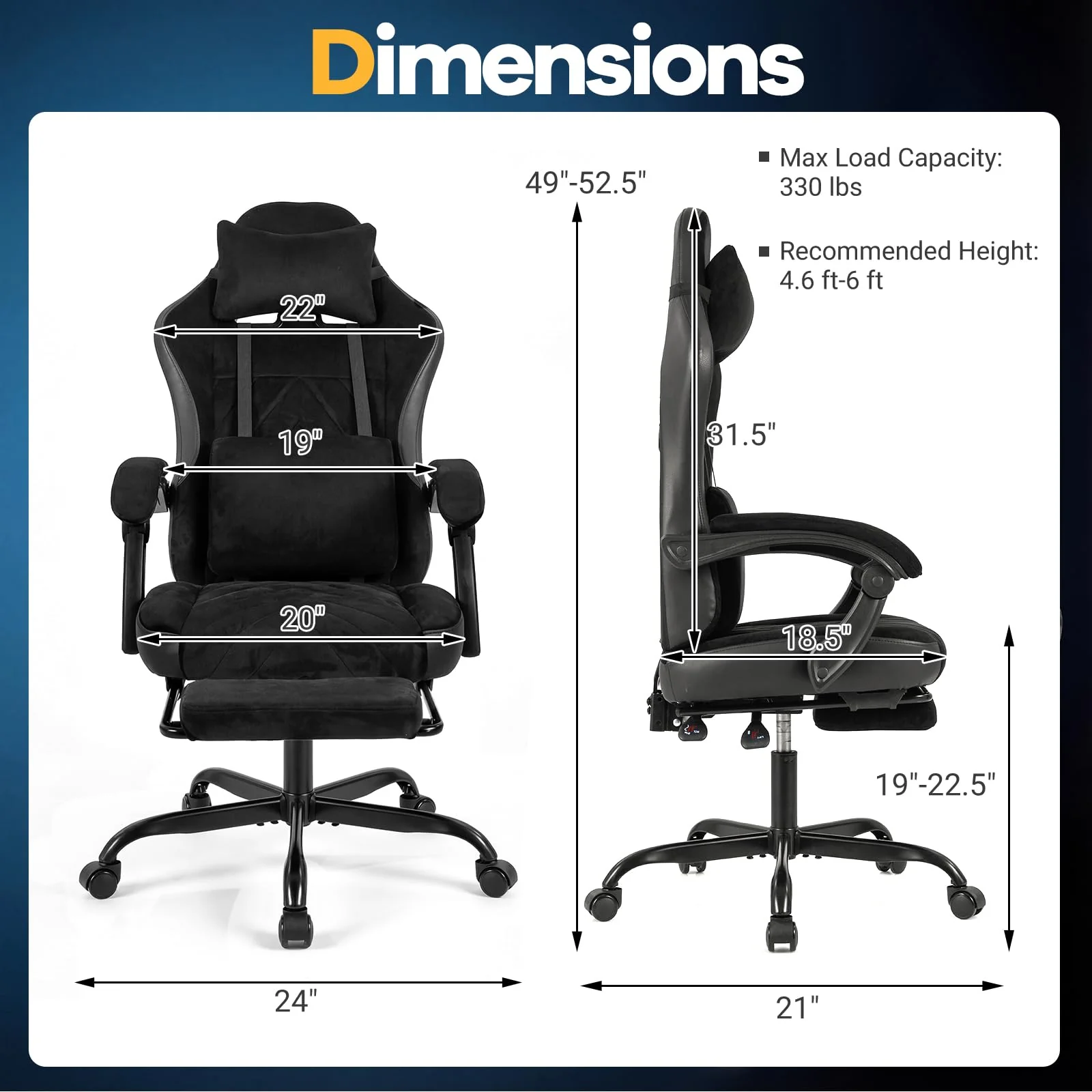 Goplus Gaming Chair Height Adjustable Computer Chair with Headrest Lumbar Support - Image 3