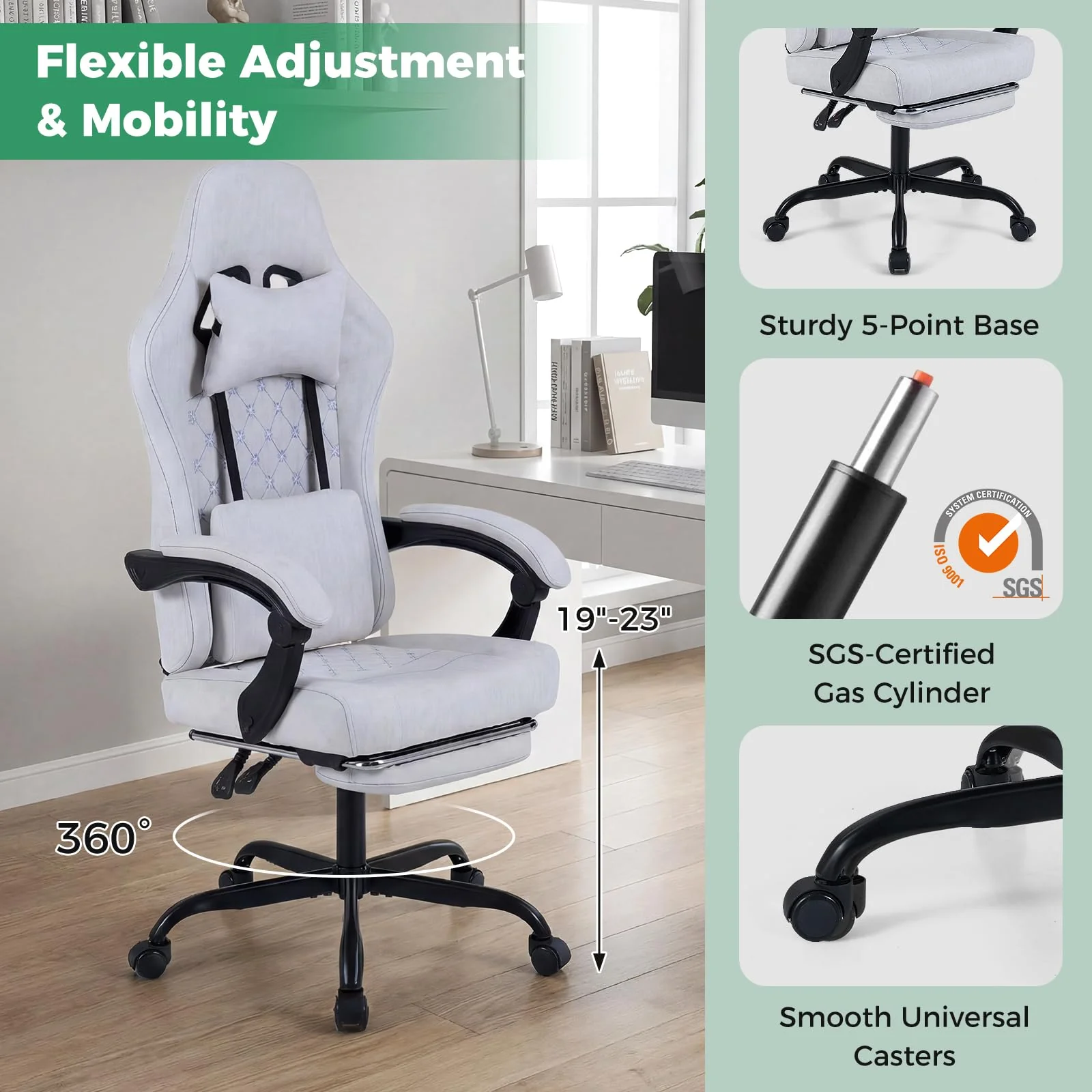 Goplus Gaming Chair Height Adjustable Computer Chair with Headrest Video Game Chair - Image 5