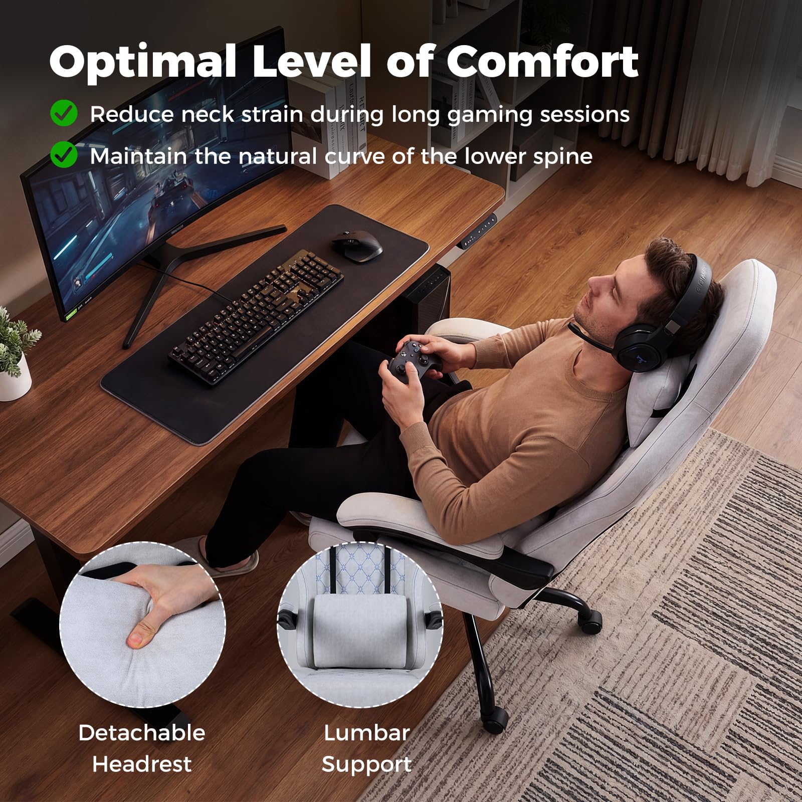 Goplus Gaming Chair Height Adjustable Computer Chair with Headrest Video Game Chair - Image 8