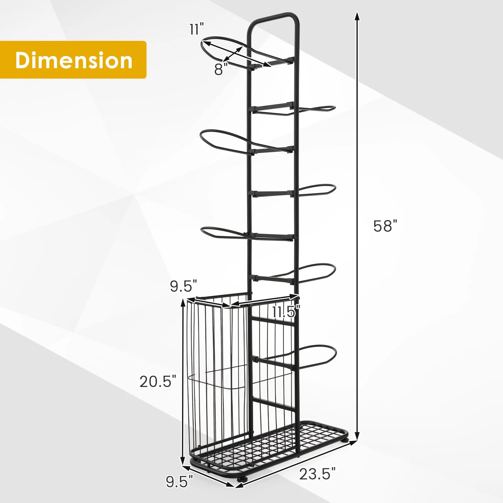 Goplus Garage Sports Equipment Organizer, 7 Ball Storage Rack with Basket, 7-Tier Detachable Stand - Image 7