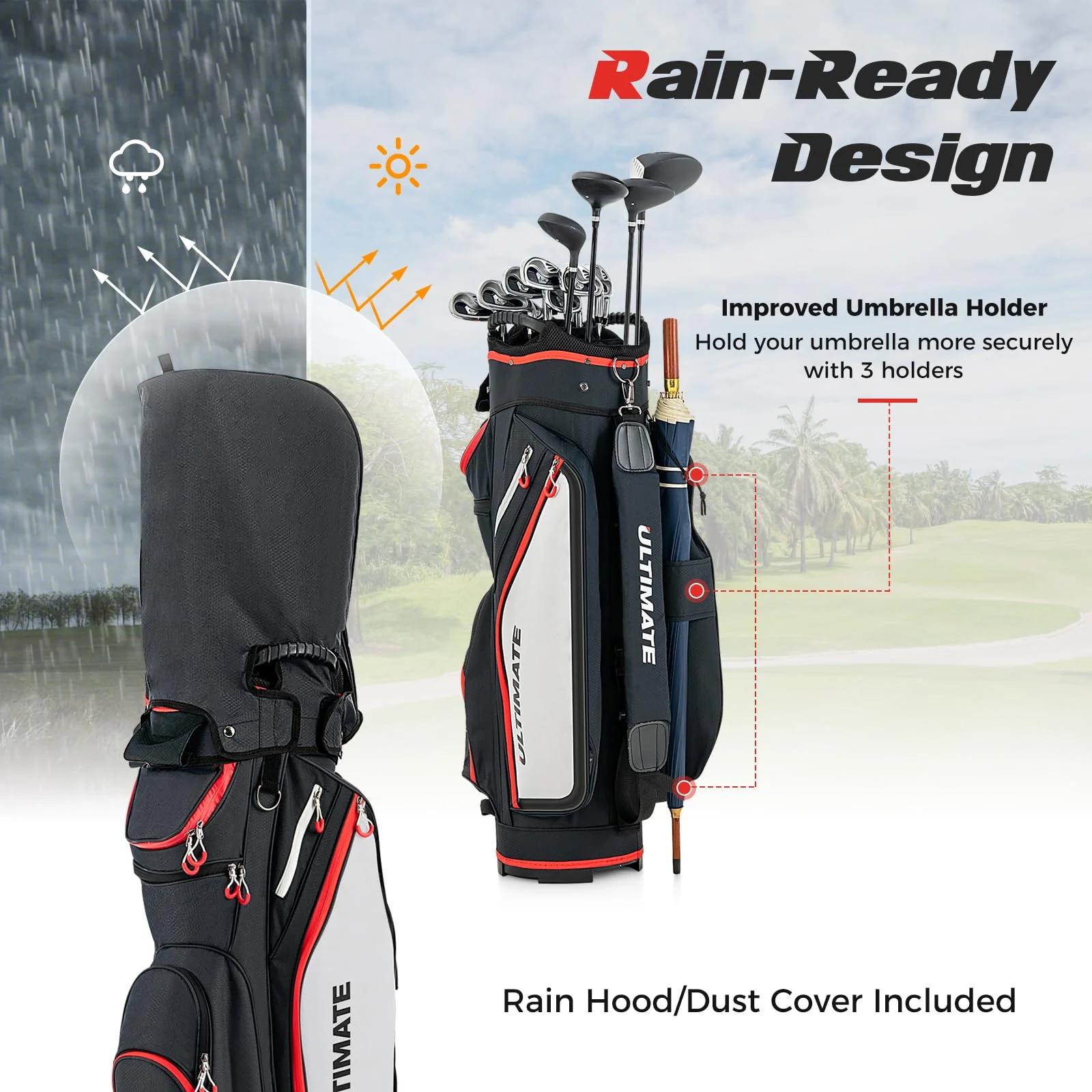Goplus Golf Cart Bag with 14-Way Dividers, Lightweight Portable Golf Club Bag - Image 5