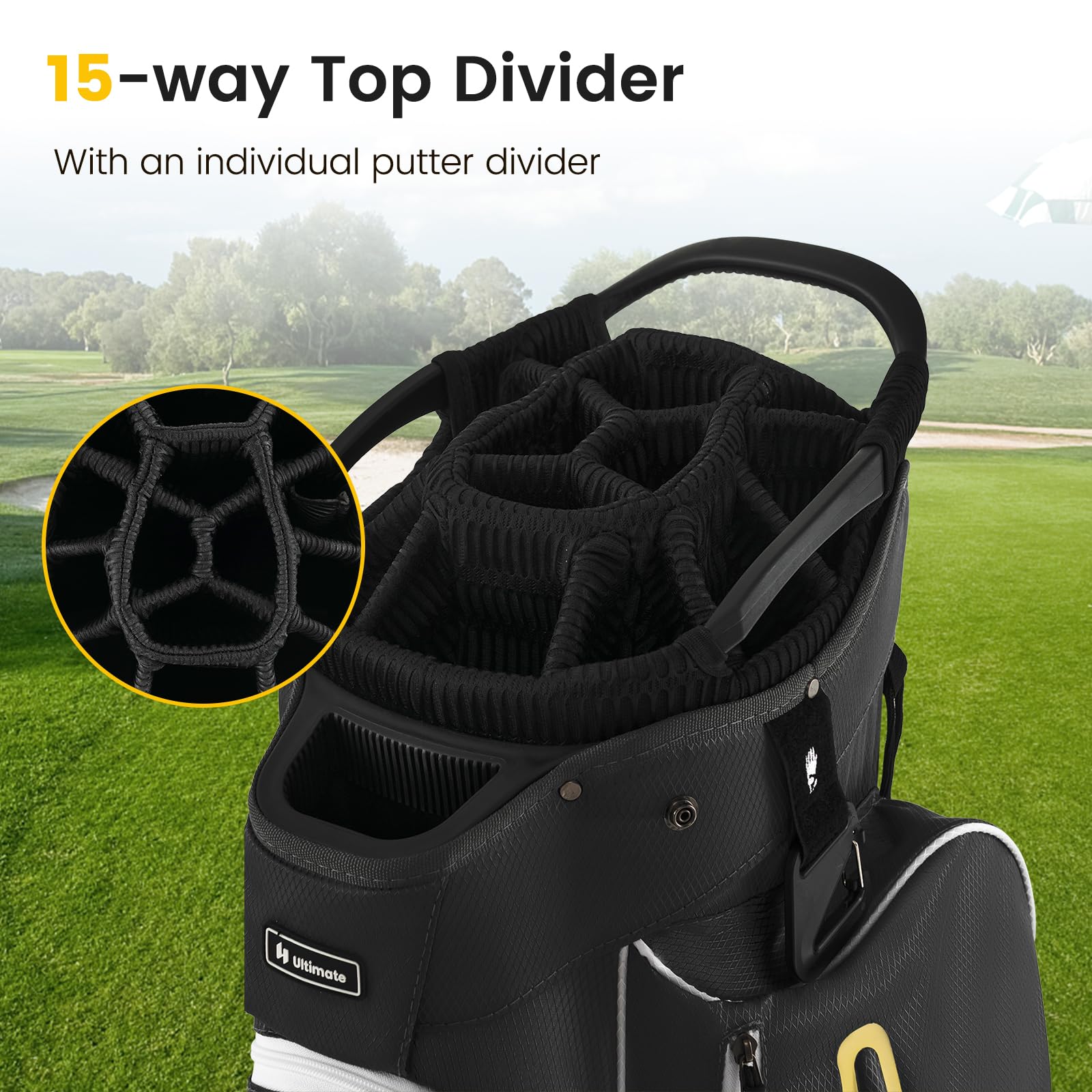 Goplus Golf Cart Bag with 15-Way Top Dividers - Image 3