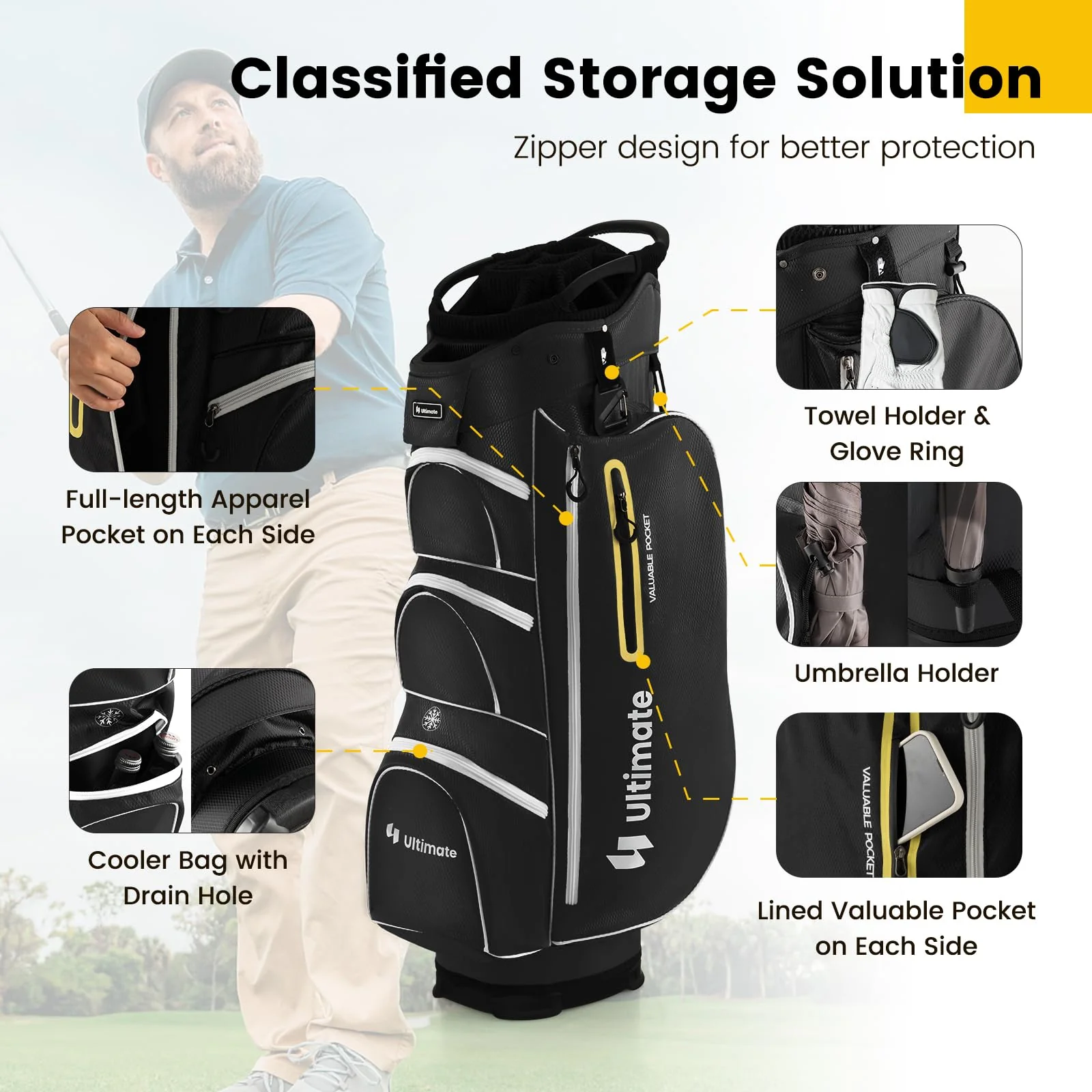 Goplus Golf Cart Bag with 15-Way Top Dividers - Image 4