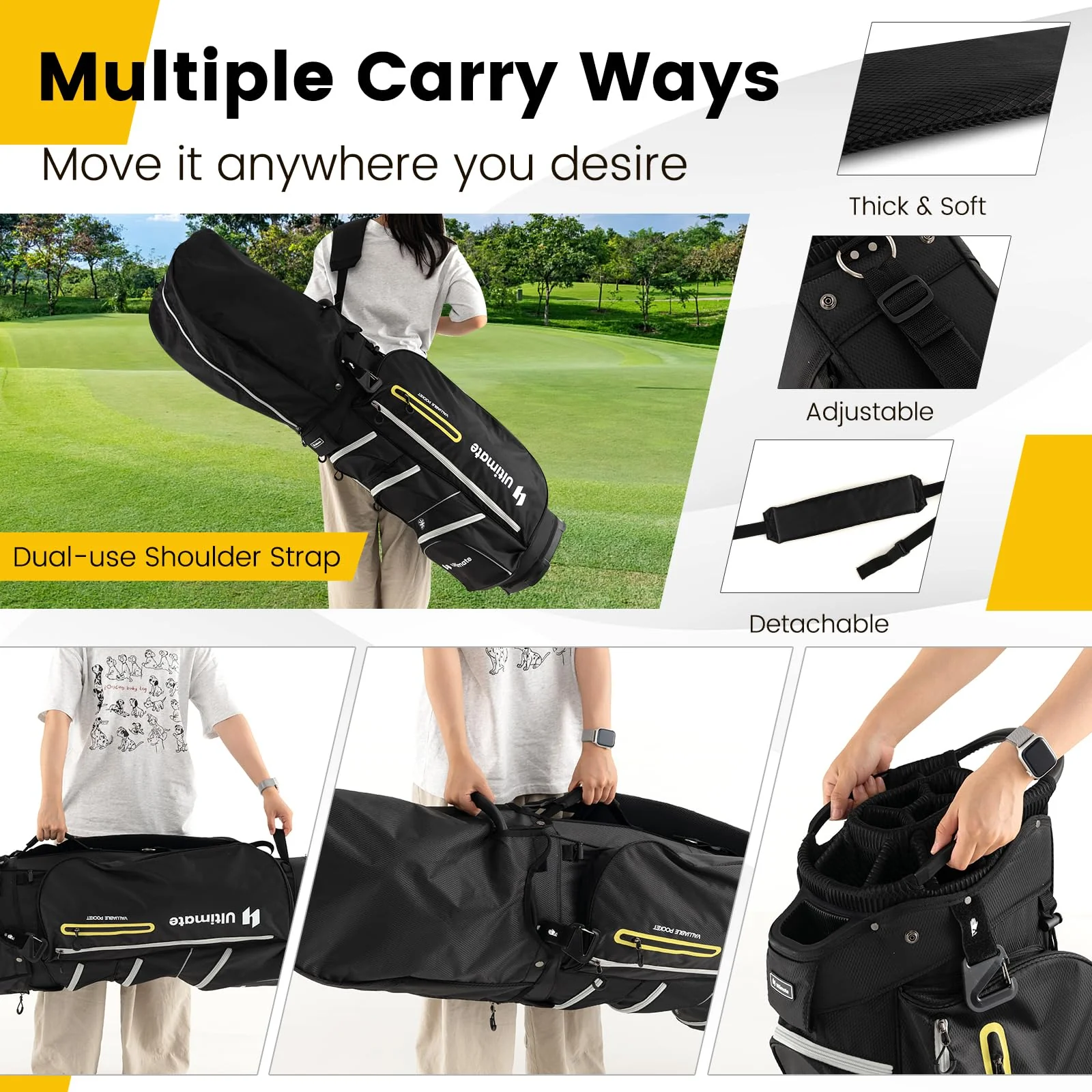 Goplus Golf Cart Bag with 15-Way Top Dividers - Image 6