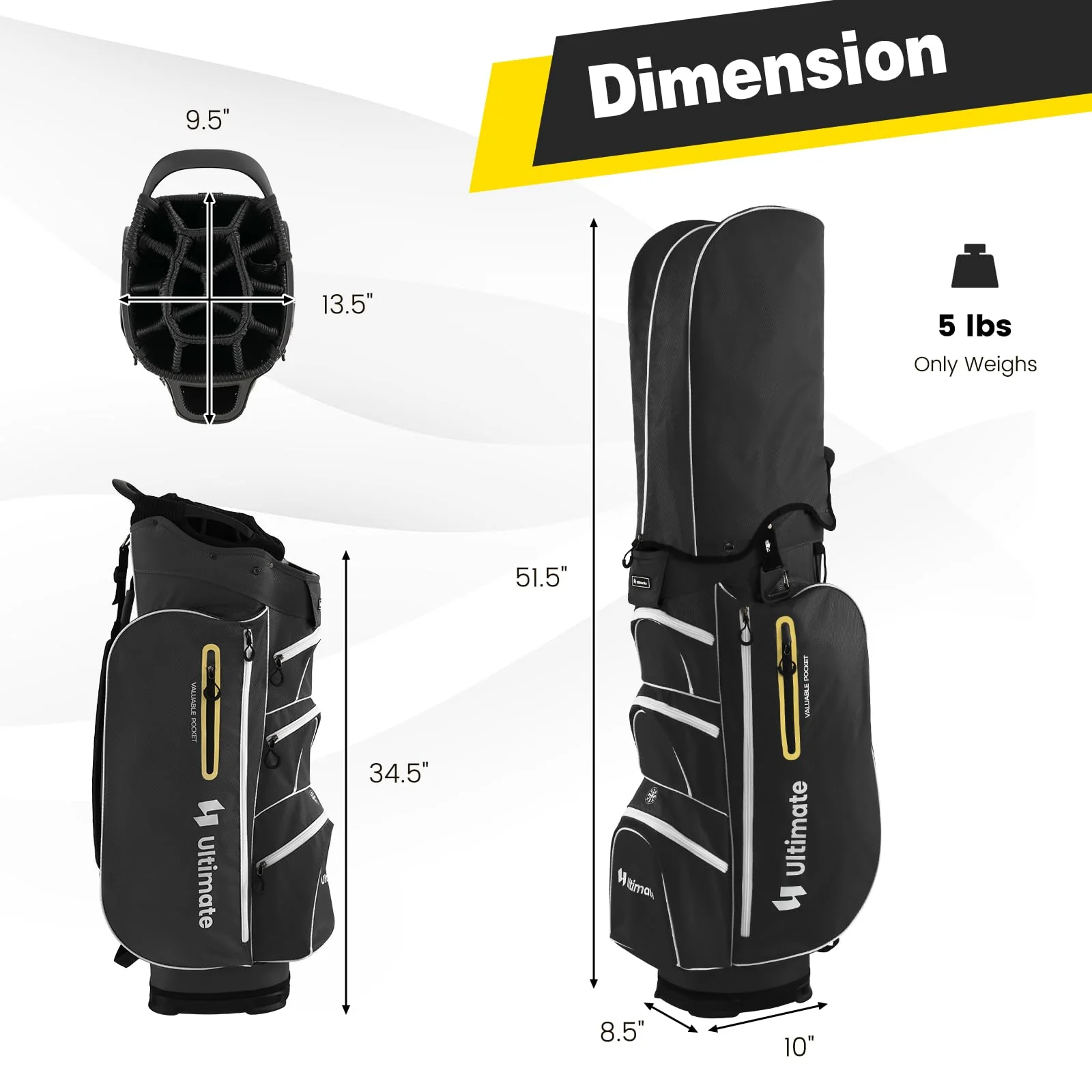 Goplus Golf Cart Bag with 15-Way Top Dividers - Image 7