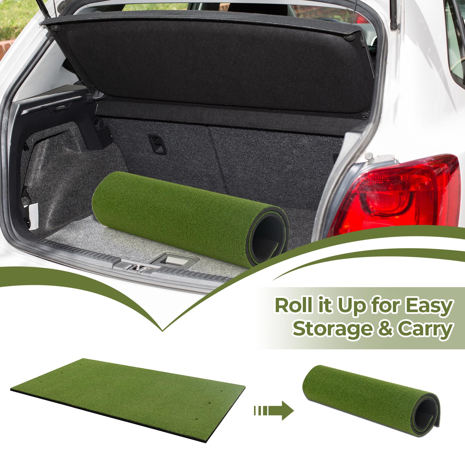 Goplus Golf Mat, 5x3ft/5x4ft Golf Hitting Mat 20/25/27/32mm Thick w/2 Alignment Sticks & 2 Golf Tees - Image 6