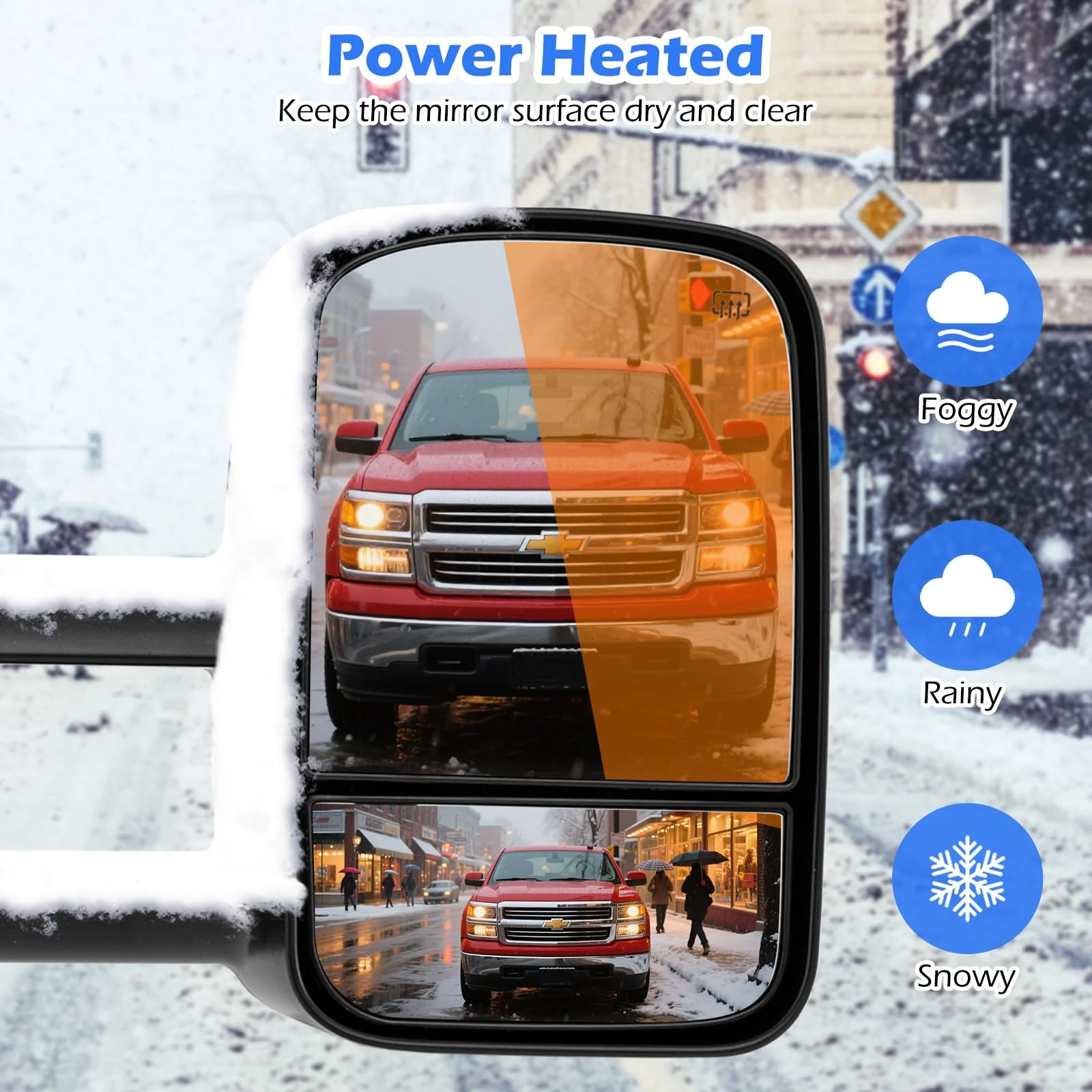 Goplus Heated Tow Mirrors for 2007-2012 Chevy Silverado GMC Sierra 1500/2500/3500 Yukon - Image 2