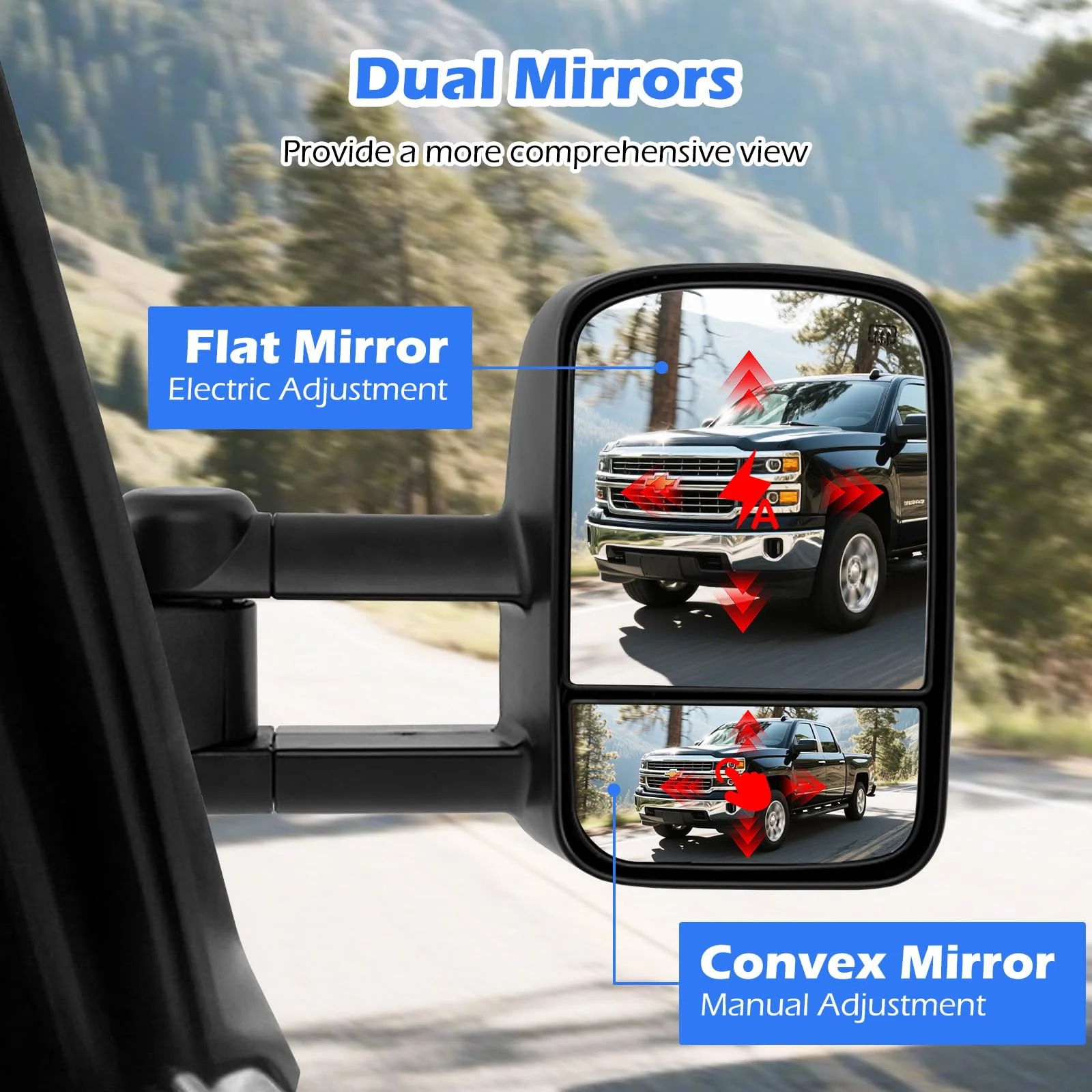 Goplus Heated Tow Mirrors for 2007-2012 Chevy Silverado GMC Sierra 1500/2500/3500 Yukon - Image 4
