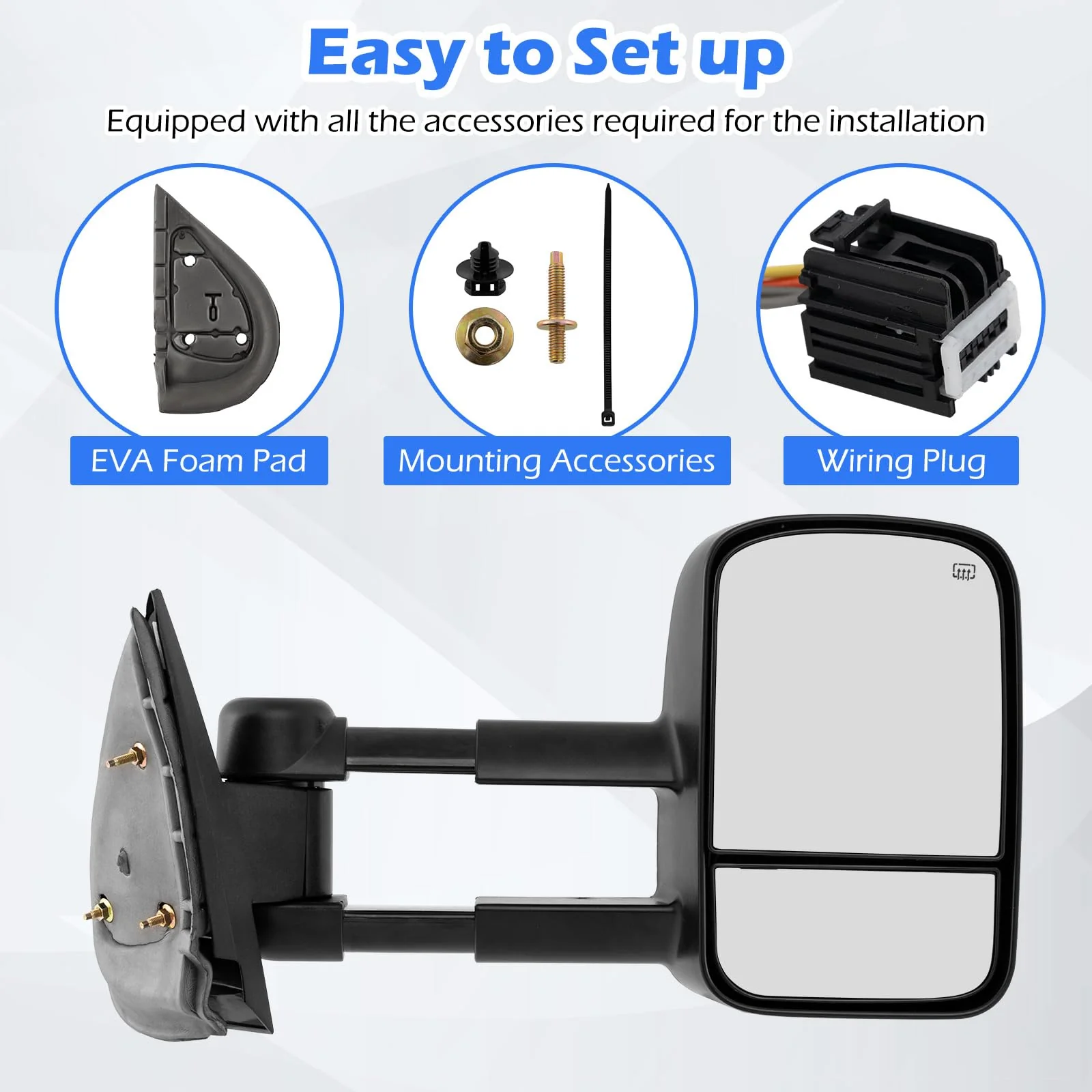 Goplus Heated Tow Mirrors for 2007-2012 Chevy Silverado GMC Sierra 1500/2500/3500 Yukon - Image 6