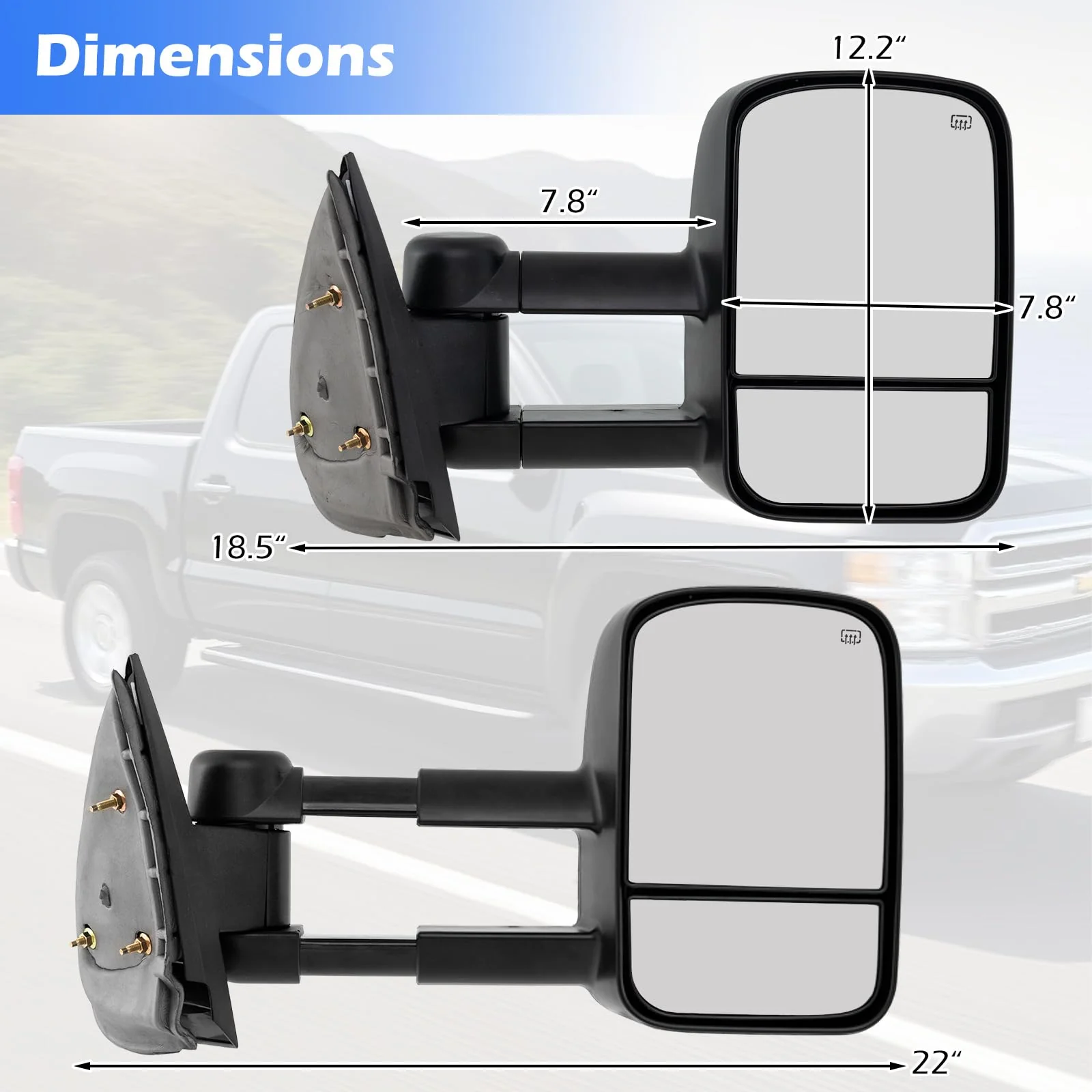 Goplus Heated Tow Mirrors for 2007-2012 Chevy Silverado GMC Sierra 1500/2500/3500 Yukon - Image 9