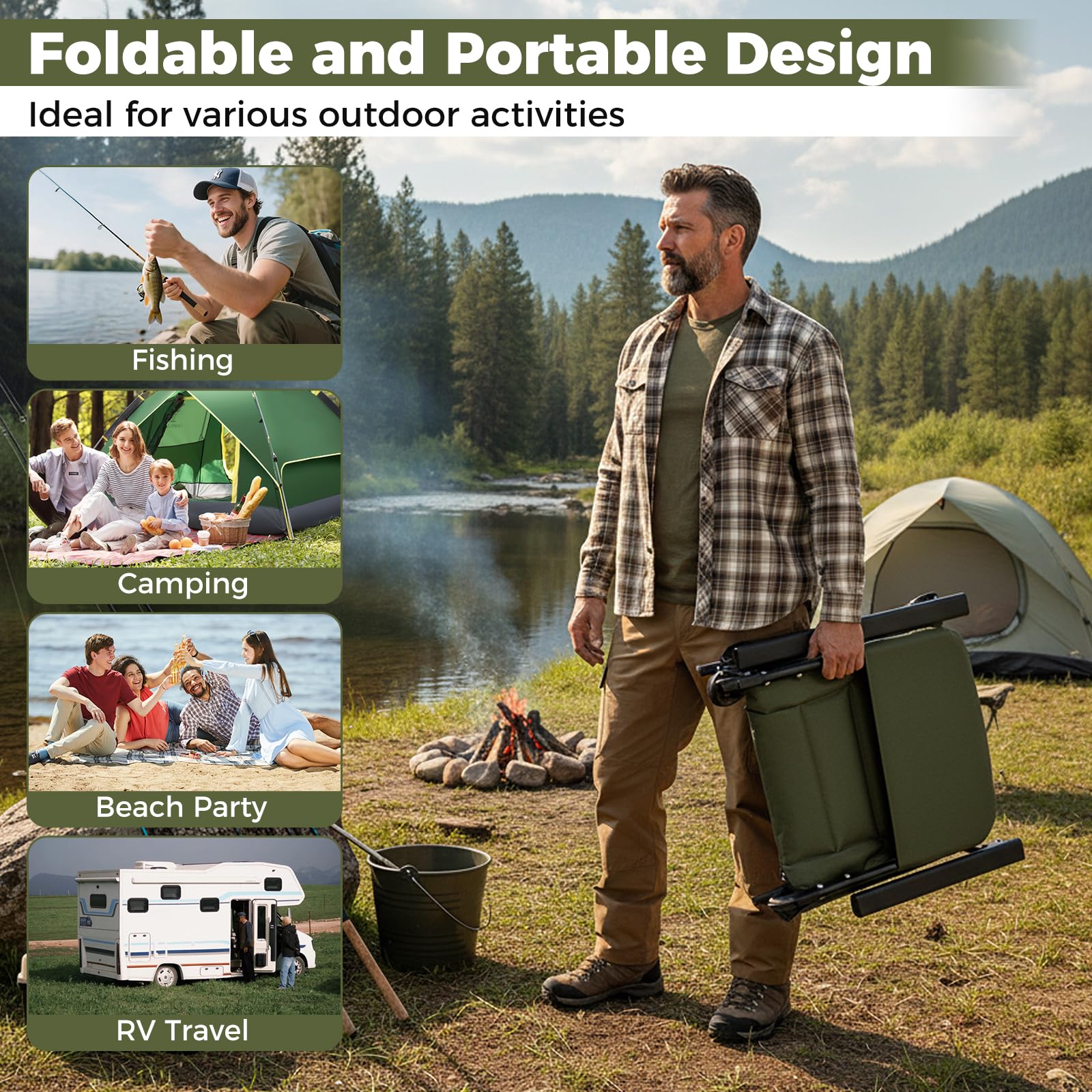 Goplus Heavy Duty All-Terrain Camping Chair with Padded High-Back - Image 9