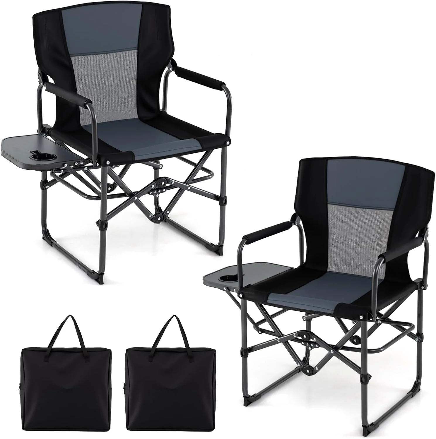 Goplus Heavy-Duty Director Chair with Side Table Cup Holder & Carrying Bag - Image 4