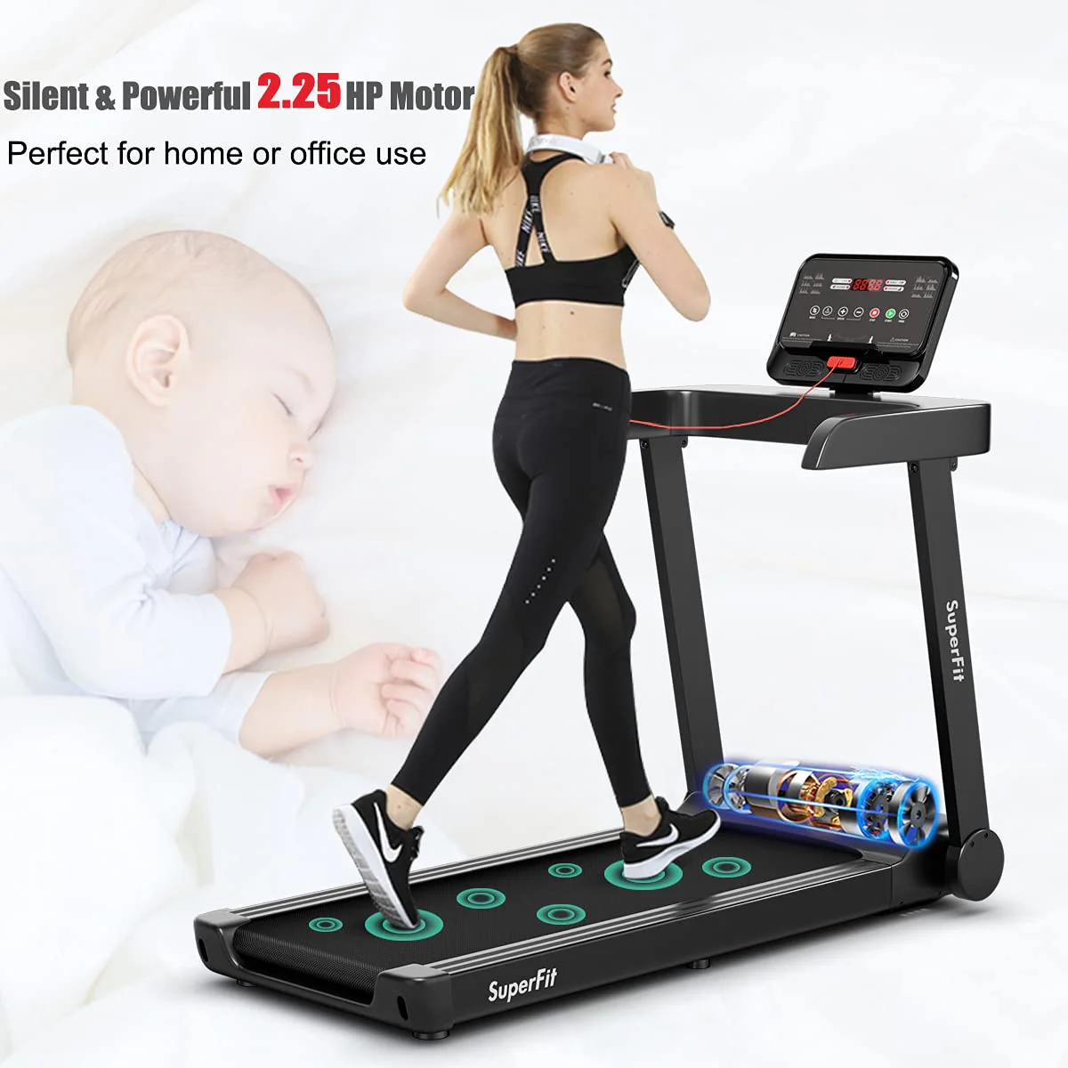 Goplus Heavy Duty Treadmill for Gym, Superfit Electric Treadmill with App Control - Image 2