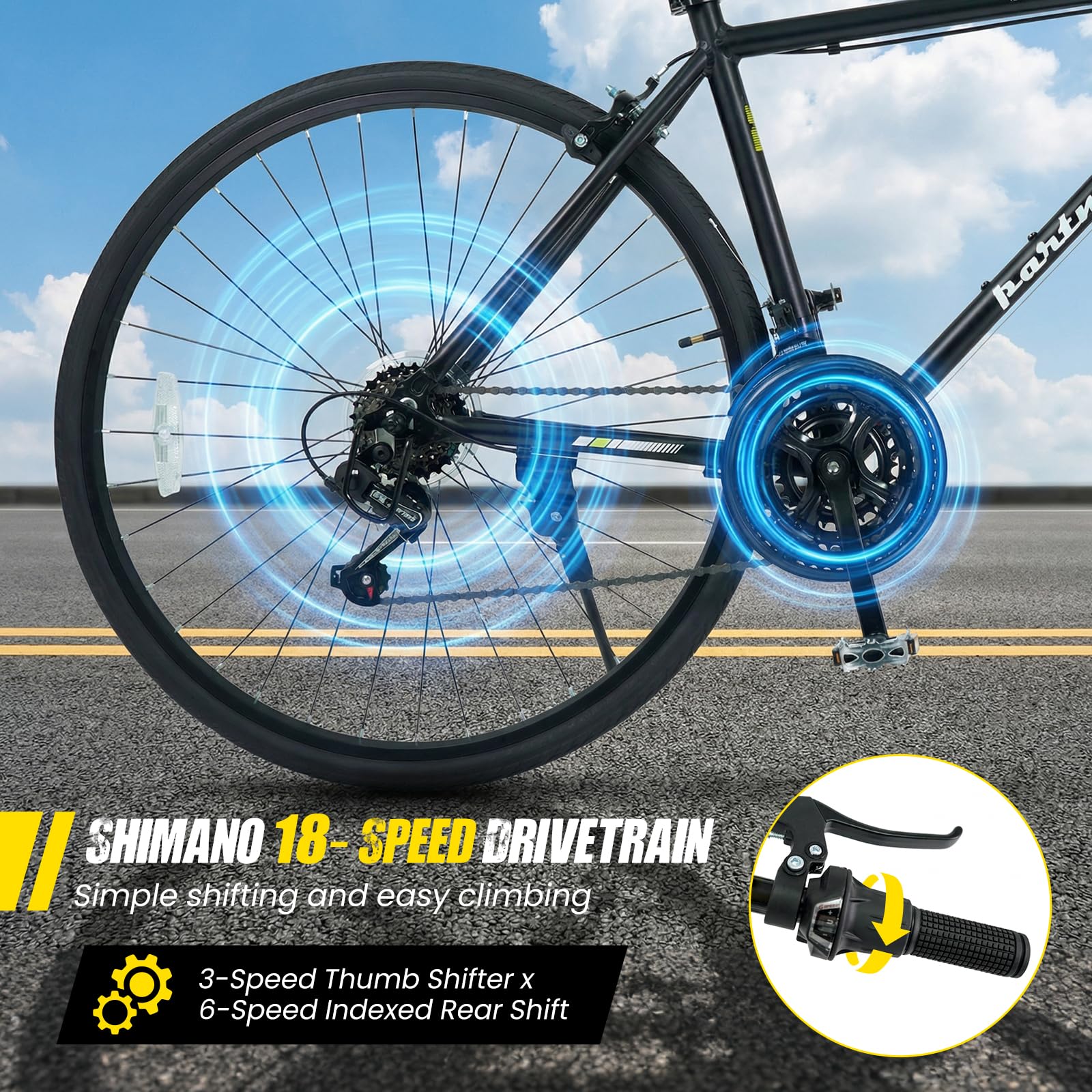 Goplus Hybrid Bike 18-Speed 700C Urban Commuter Bicycle w/Shimano Drivetrain - Image 5