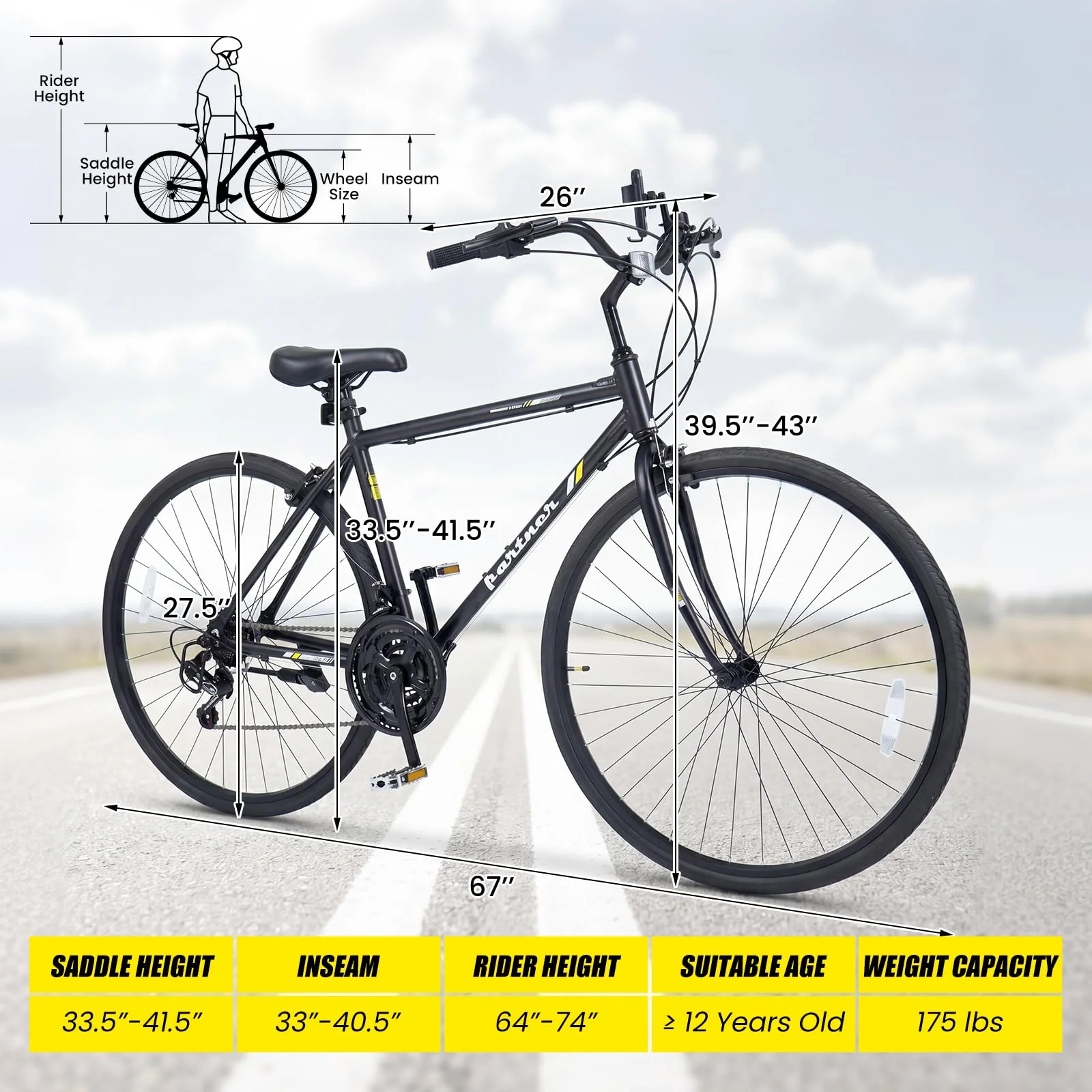 Goplus Hybrid Bike 18-Speed 700C Urban Commuter Bicycle w/Shimano Drivetrain - Image 9