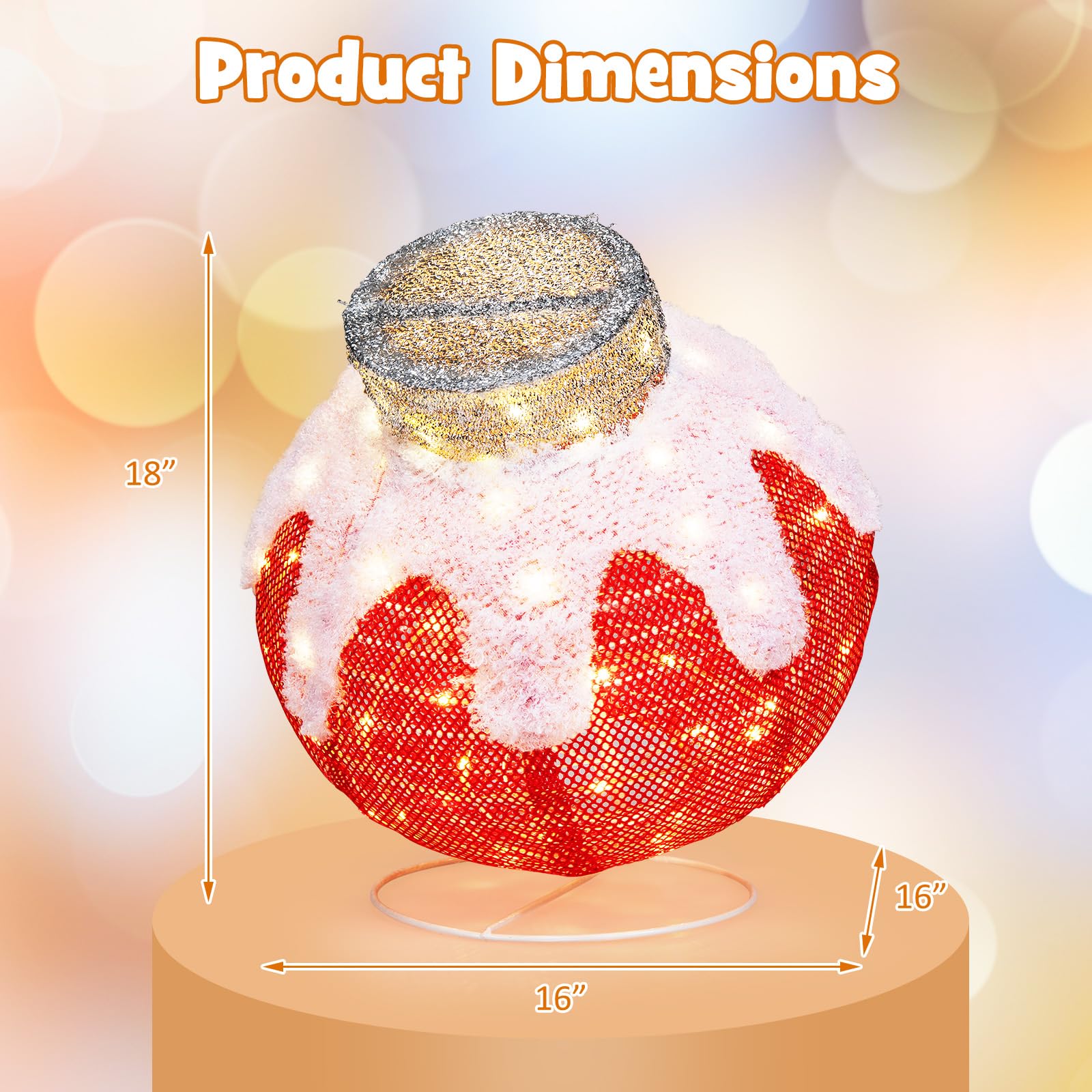Goplus Indoor Outdoor Christmas Decoration, Pop-Up Christmas Ball Ornament with 80 LED Lights and Timer, - Image 9