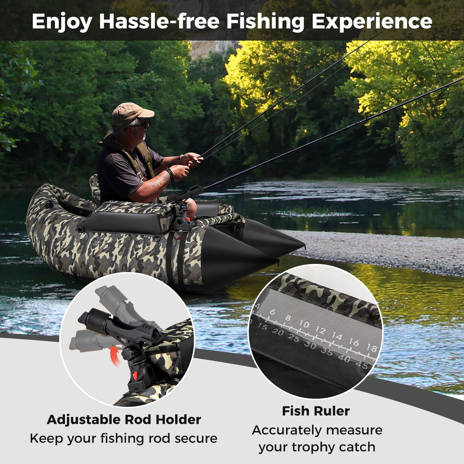 Goplus Inflatable Float Tube, Fishing Belly Boat, Fishing Float Tube for Angling, 350LBS Load Capacity - Image 2