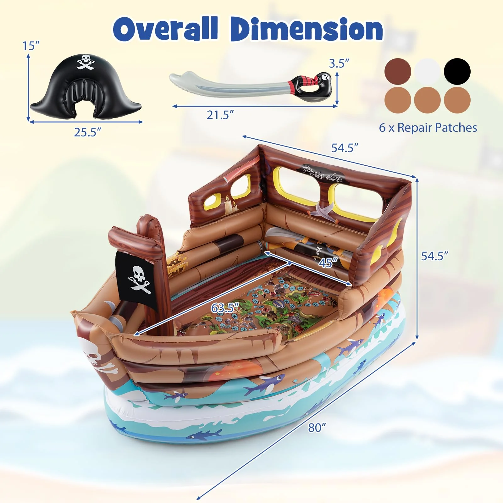 Goplus Inflatable Pirate Ship, Blow up Playscape with Built in Motor - Image 7