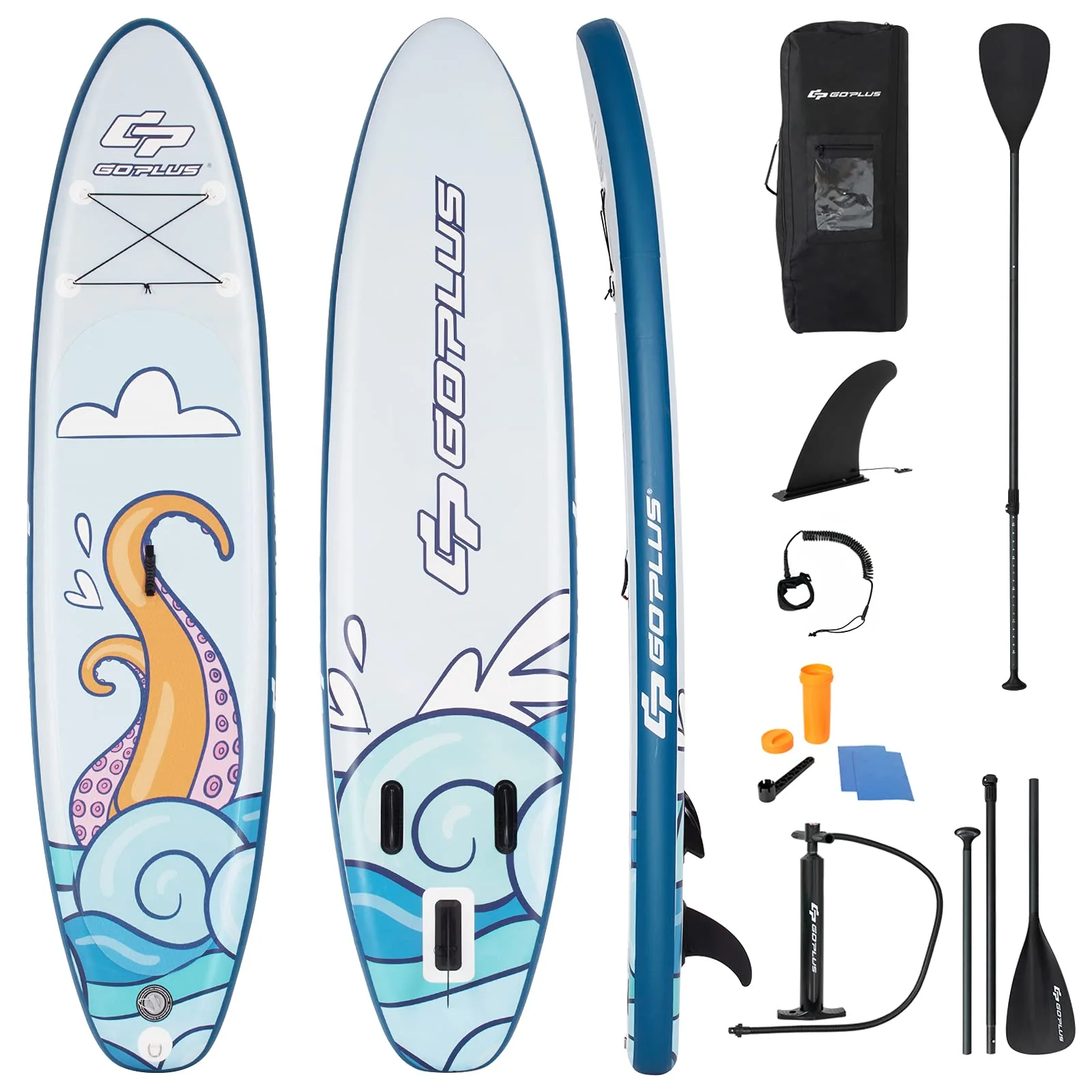 Goplus Inflatable Stand up Paddle Board Surfboard SUP Board with Adjustable Paddle Carry Bag - Image 22