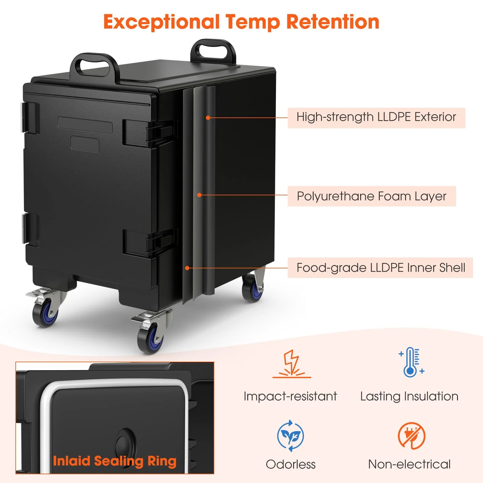 Goplus Insulated Food Pan Carrier for 5 Full-size Pans - Image 2