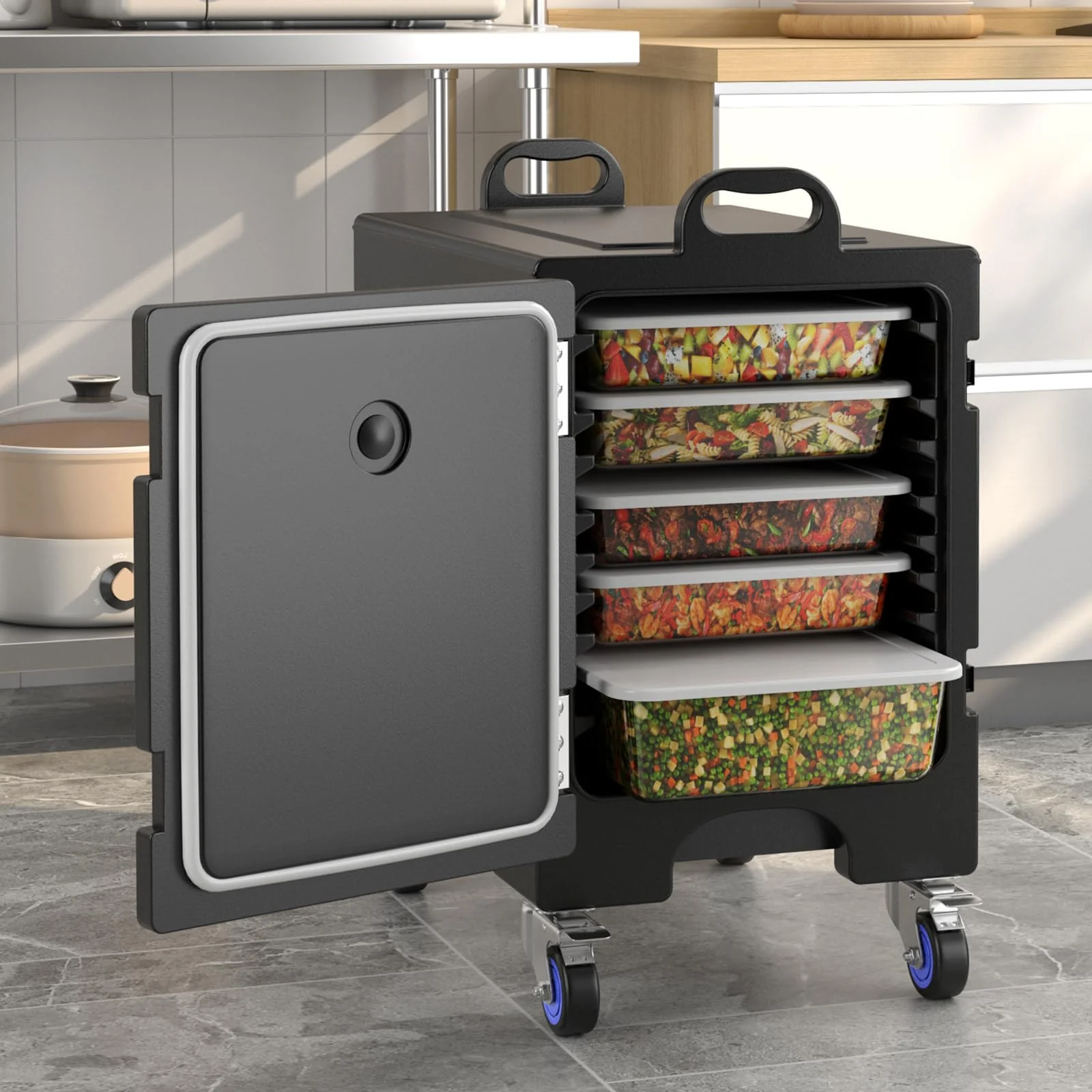 Goplus Insulated Food Pan Carrier for 5 Full-size Pans - Image 9
