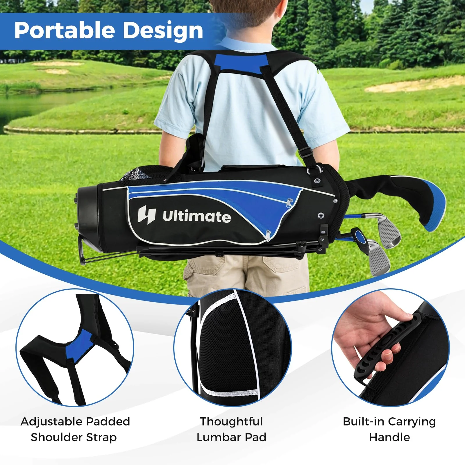 Goplus Junior Complete Golf Clubs Set for Kids, Right Hand Golf Clubs w/Stand Bag, Aged 11-13 - Image 8