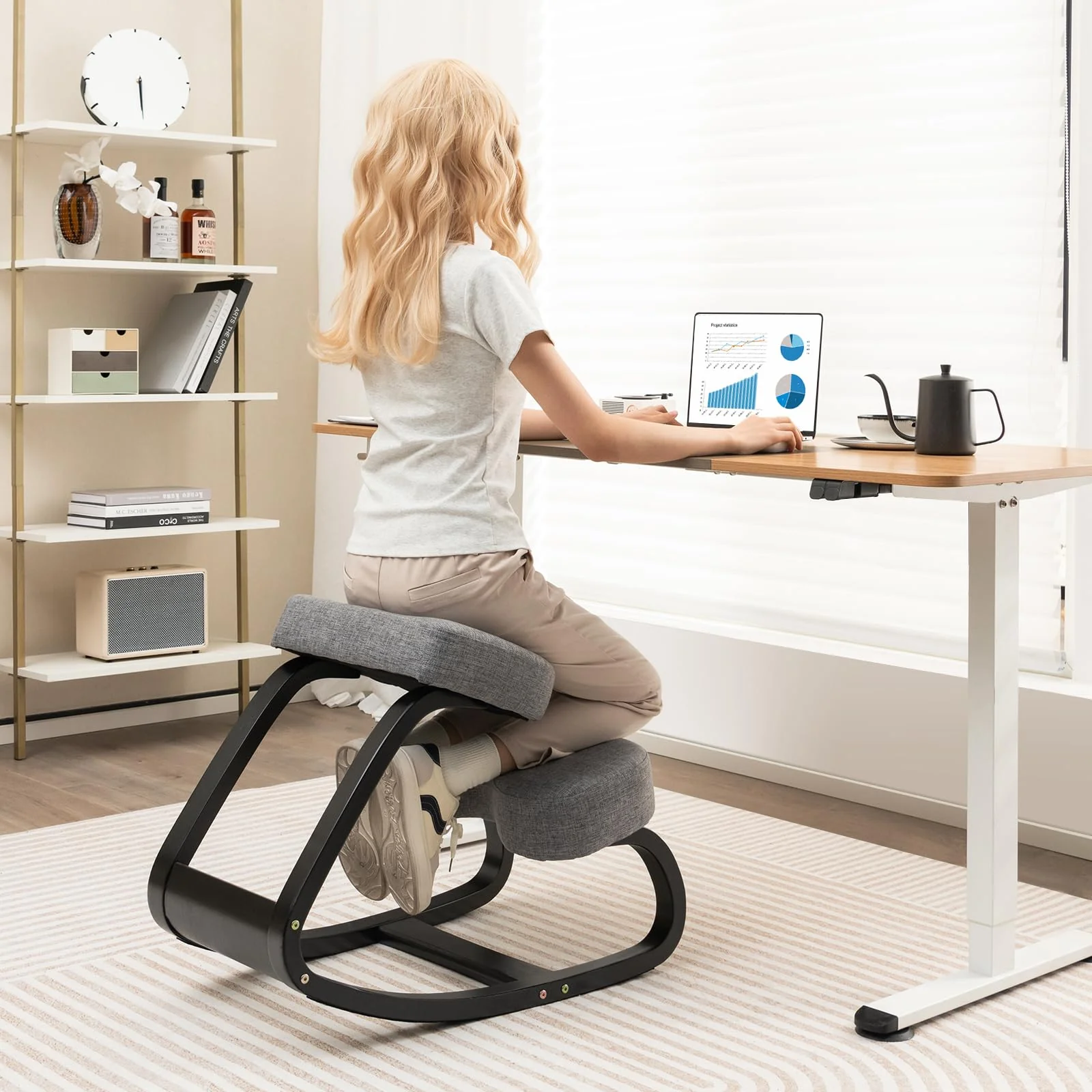 Goplus Kneeling Chair, Ergonomic Posture Chair with 4” Thick Padded Cushion - Image 2