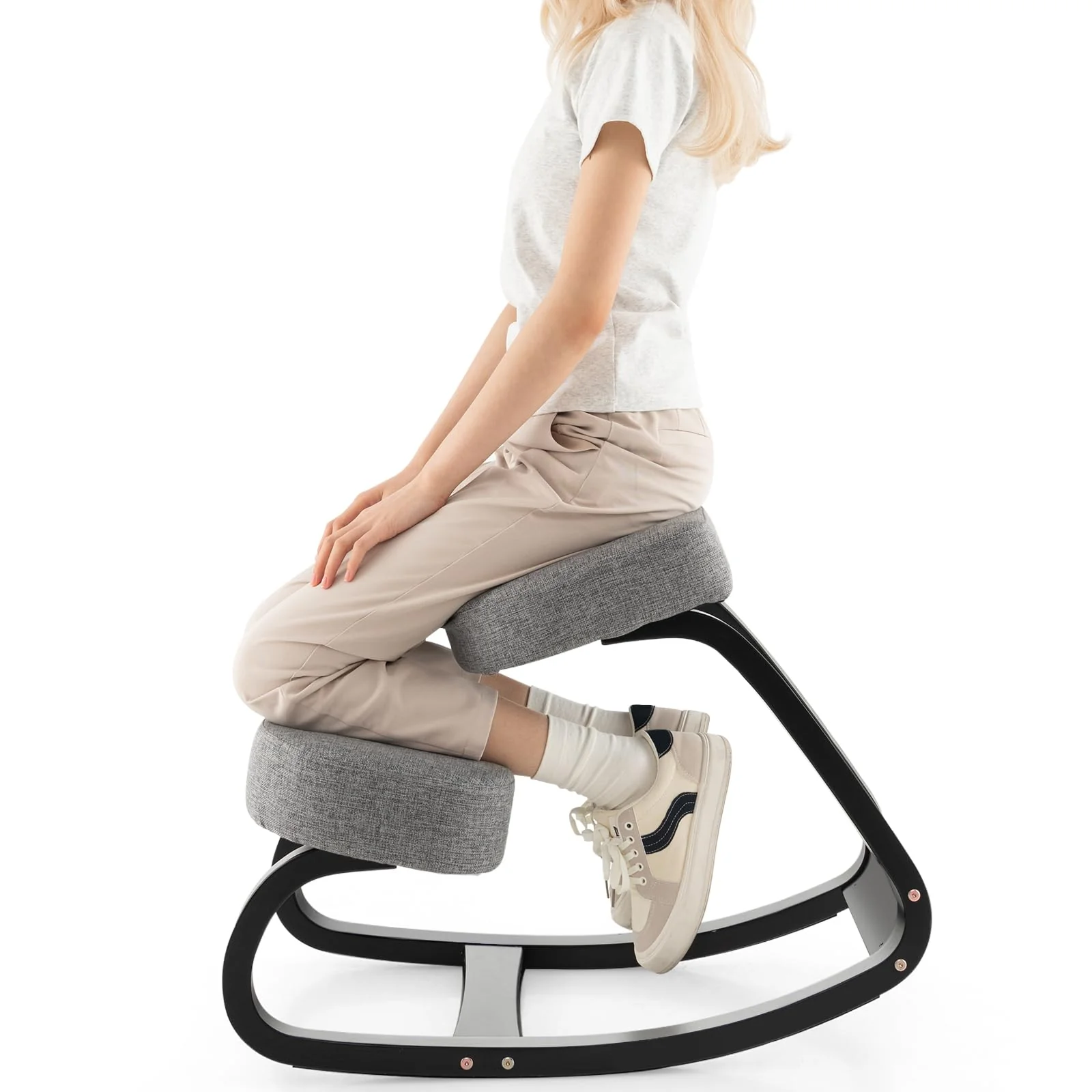 Goplus Kneeling Chair, Ergonomic Posture Chair with 4” Thick Padded Cushion - Image 3