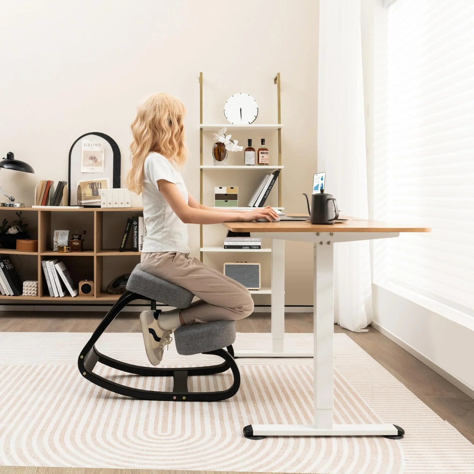 Goplus Kneeling Chair, Ergonomic Posture Chair with 4” Thick Padded Cushion - Image 4
