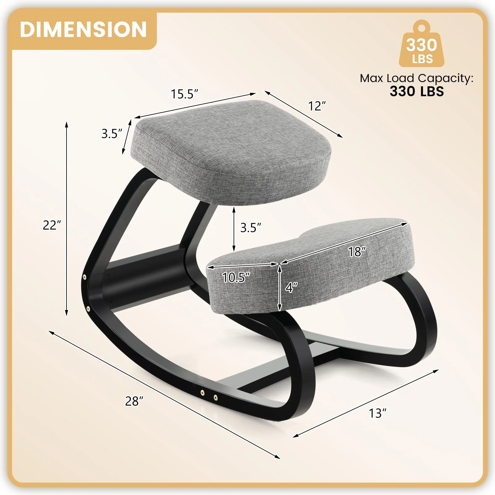 Goplus Kneeling Chair, Ergonomic Posture Chair with 4” Thick Padded Cushion - Image 5