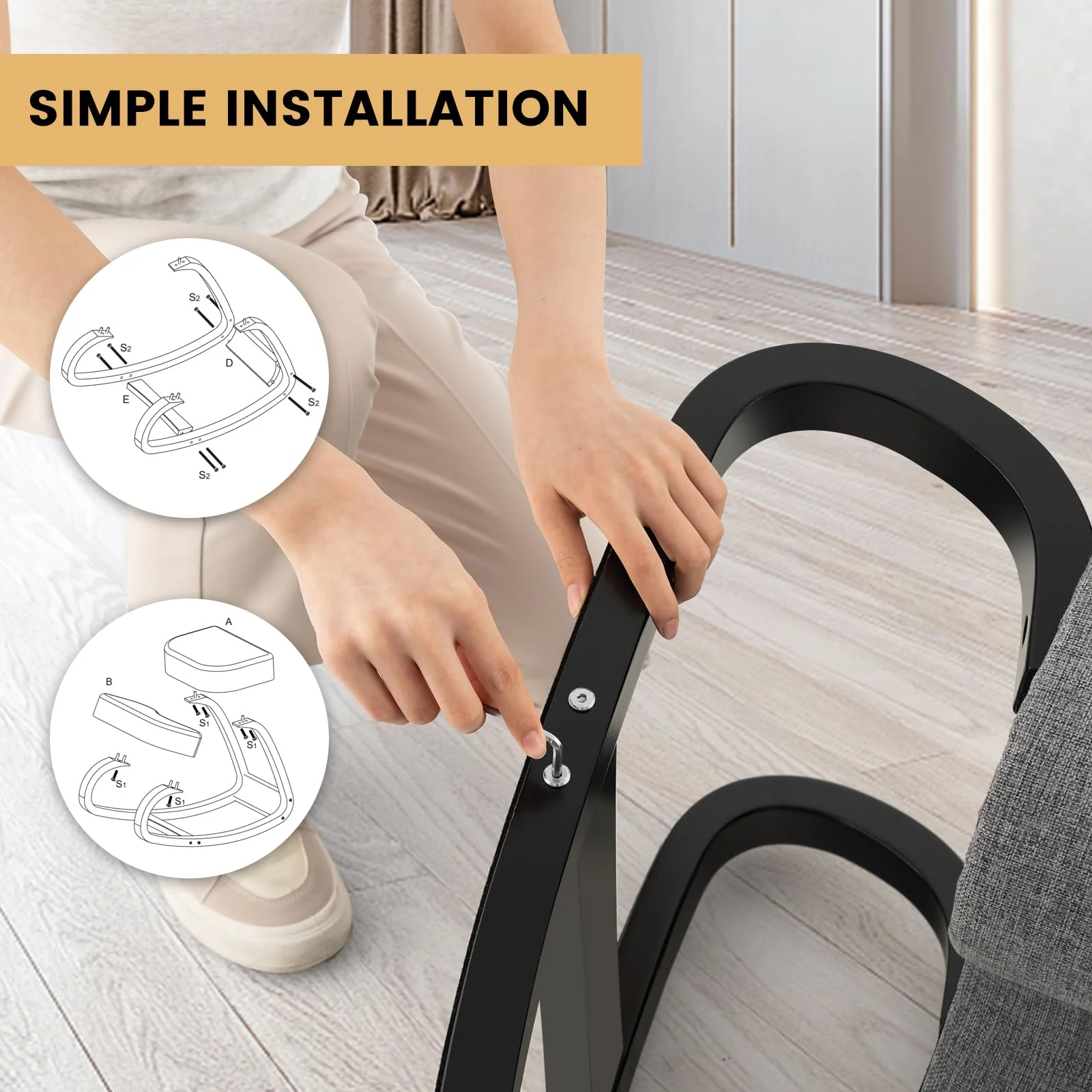Goplus Kneeling Chair, Ergonomic Posture Chair with 4” Thick Padded Cushion - Image 7