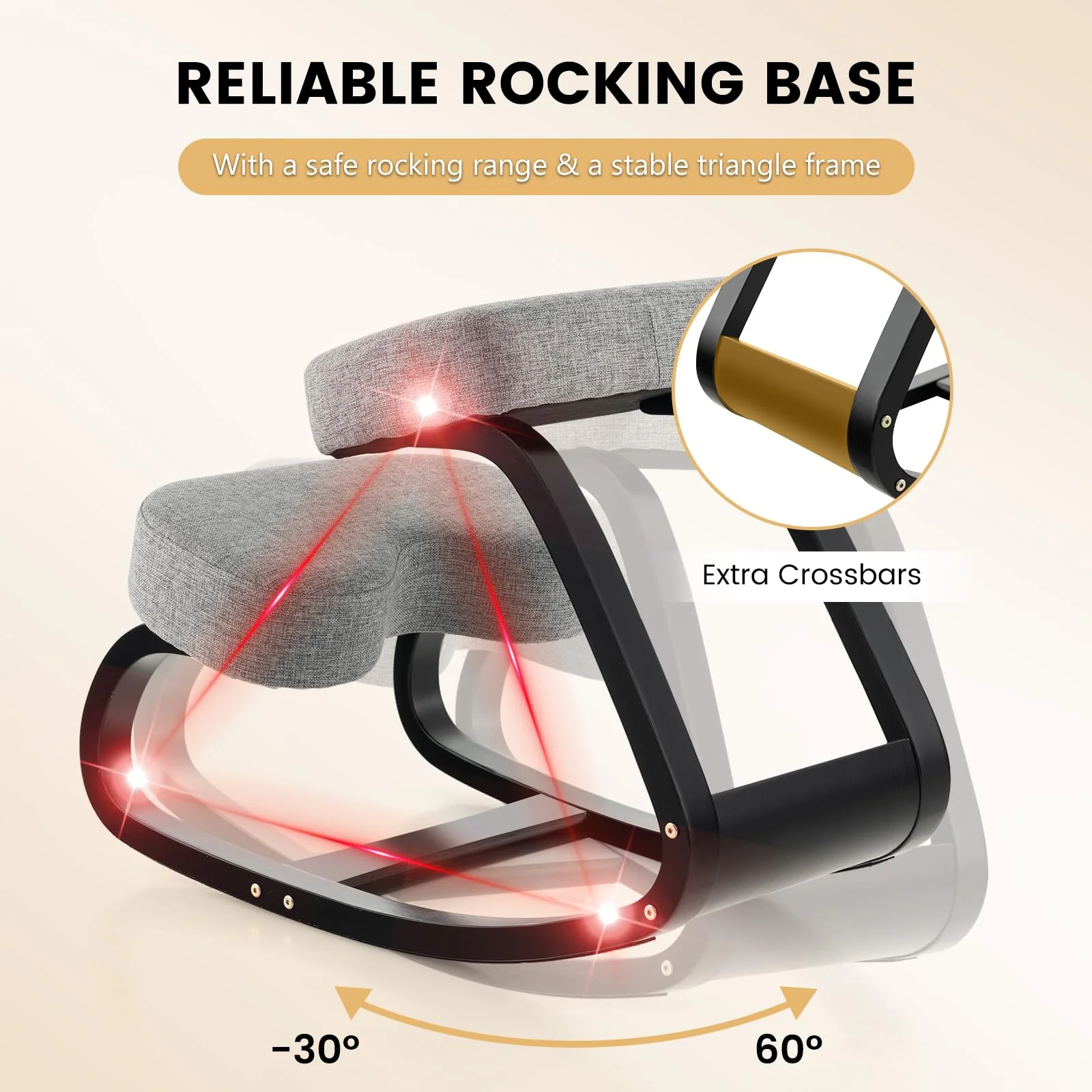 Goplus Kneeling Chair, Ergonomic Posture Chair with 4” Thick Padded Cushion - Image 8
