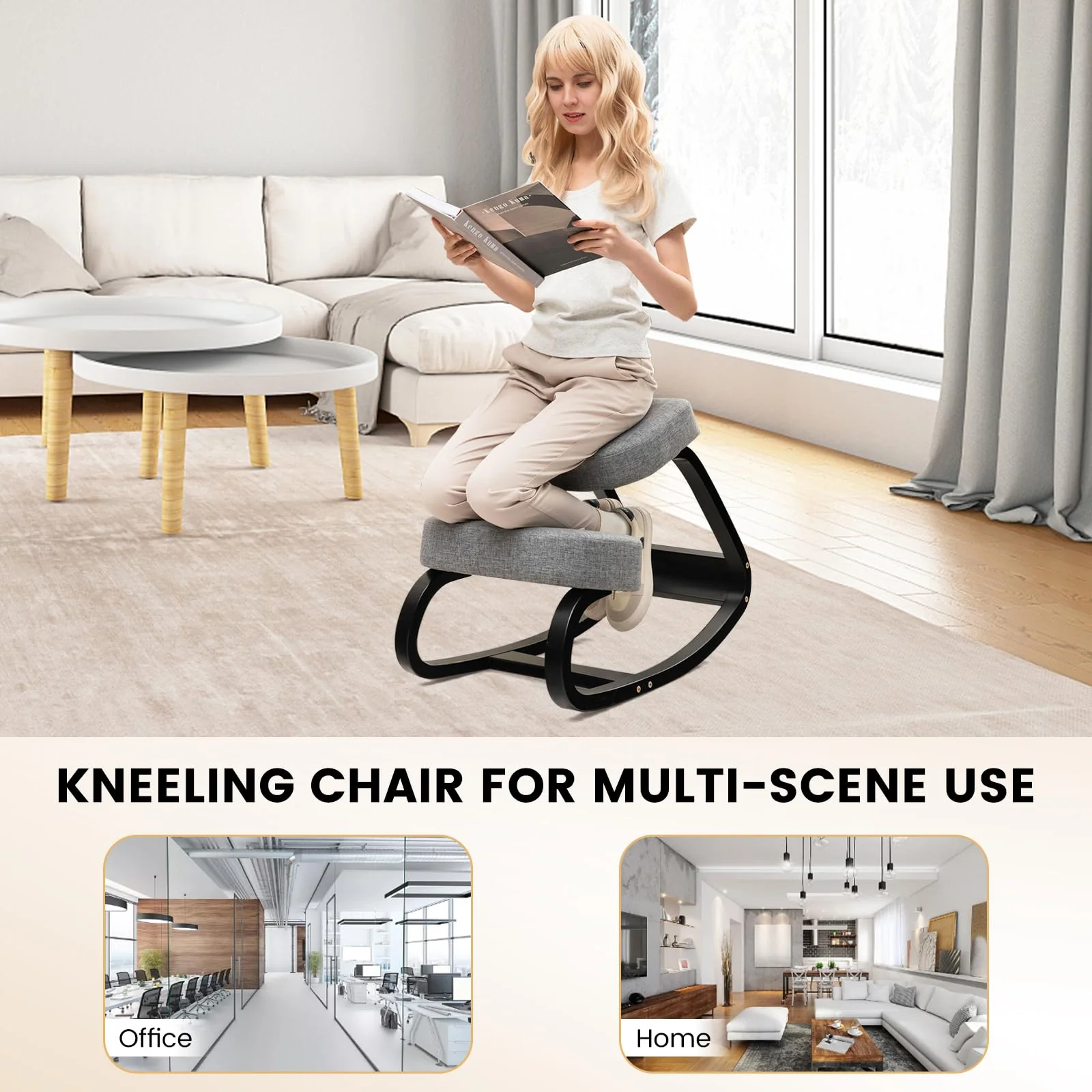 Goplus Kneeling Chair, Ergonomic Posture Chair with 4” Thick Padded Cushion - Image 9