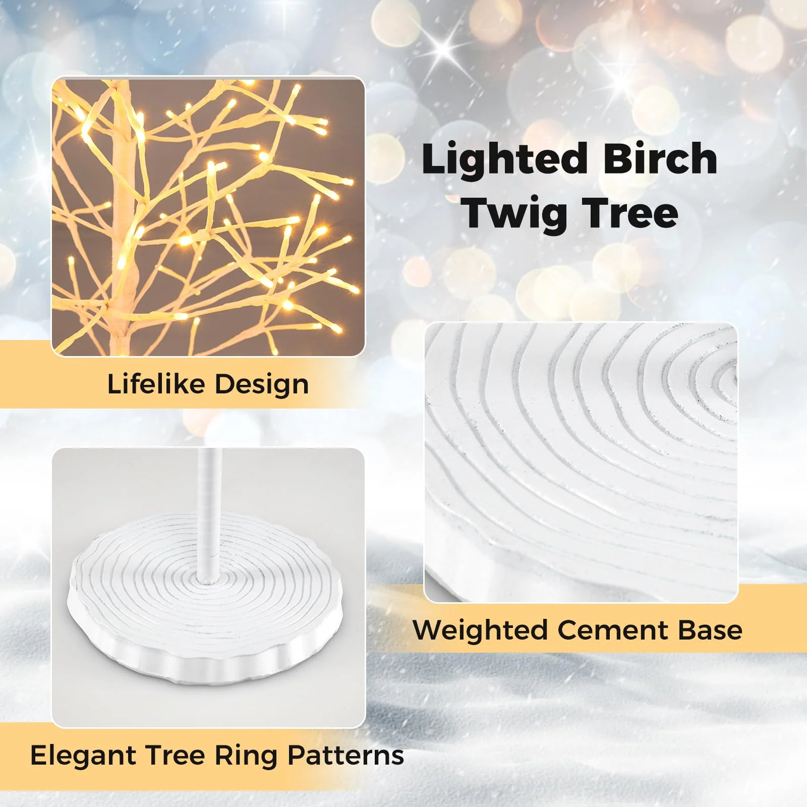 Goplus LED Birch Tree, 5/6/7 FT Pre-lit Twig Tree with Warm White Light LED Lights, Weighted Base - Image 5