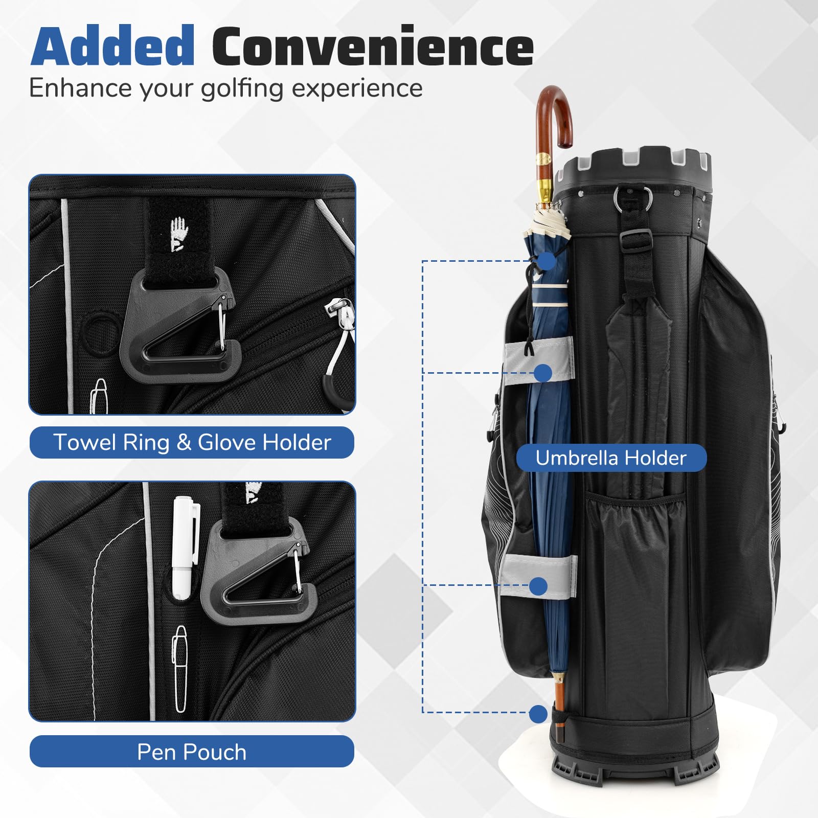 Goplus Lightweight Molded Lock Top Golf Club Bag w/14-Way Full Length Organizer Dividers - Image 5