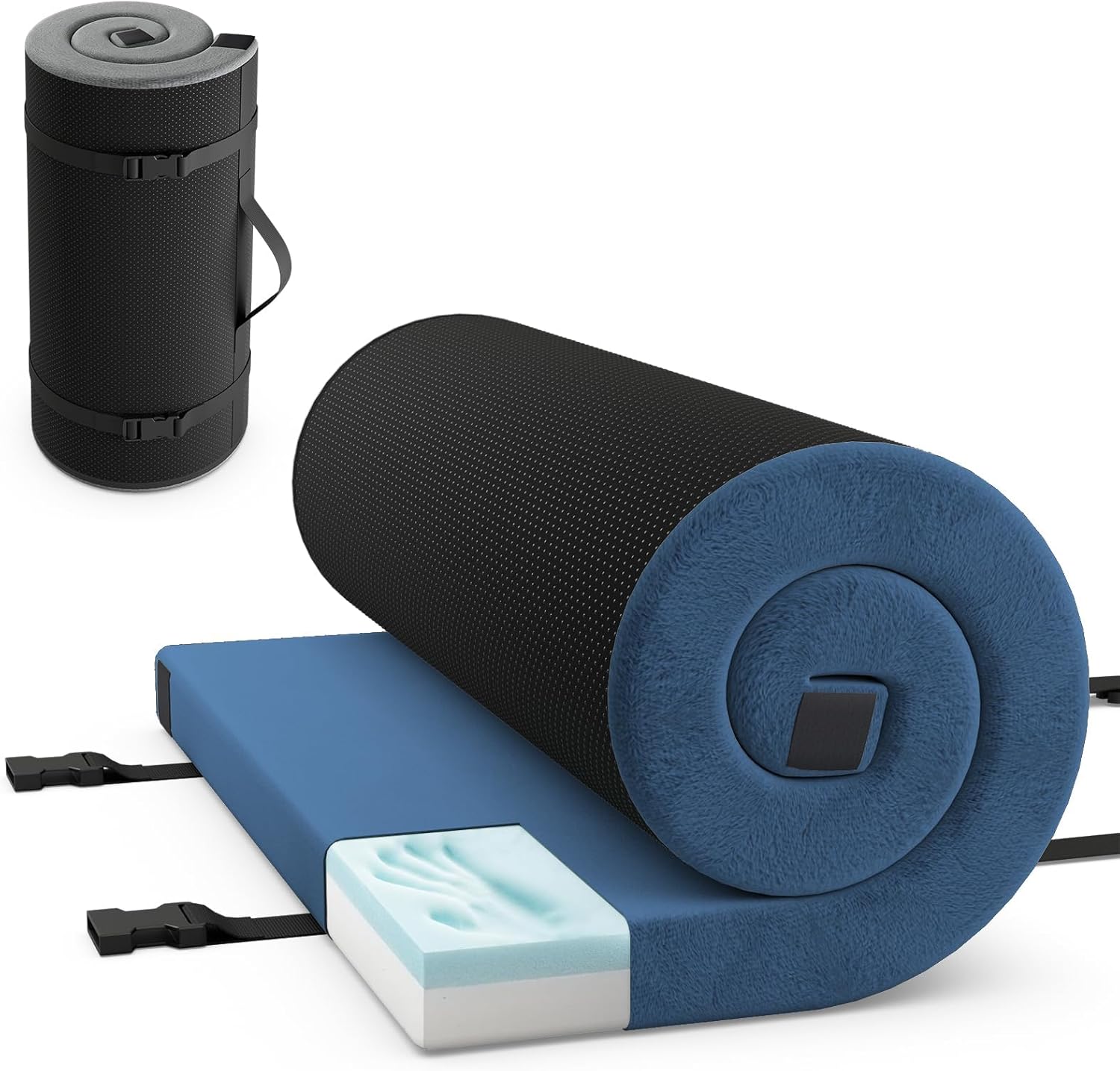 Goplus Memory Foam Camping Mattress, Portable Roll up Sleeping Pad w/Anti-Slip Bottom, Travel BagSingle, Larged, 74" x 30.5" - Image 10