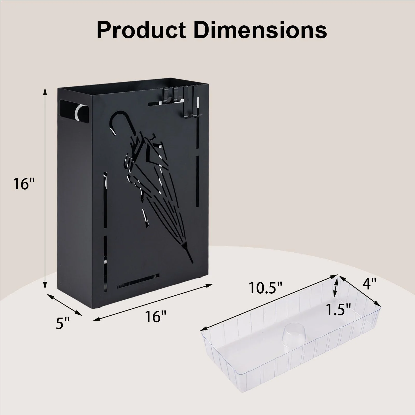 Goplus Metal Umbrella Stand with Removable Drip Tray and 4 Hanging Hooks - Image 4