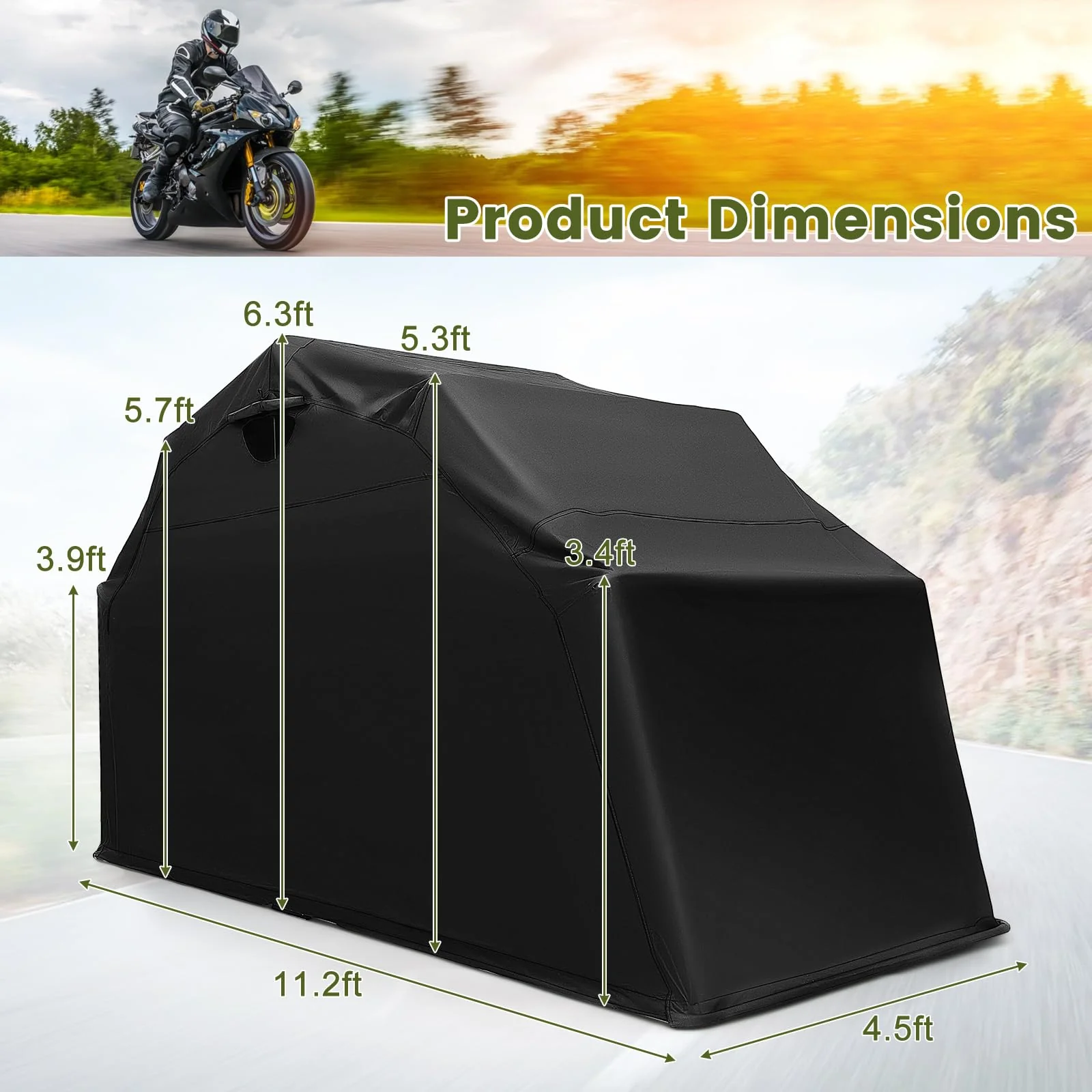 Goplus Motorcycle Shed, Waterproof Motorcycle Garage with 600D Oxford Fabric - Image 8