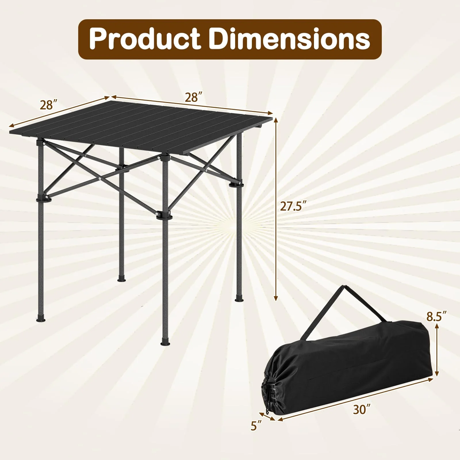 Goplus Outdoor Folding Camping Table with Snap-Together Design & Carrying Bag - Image 2