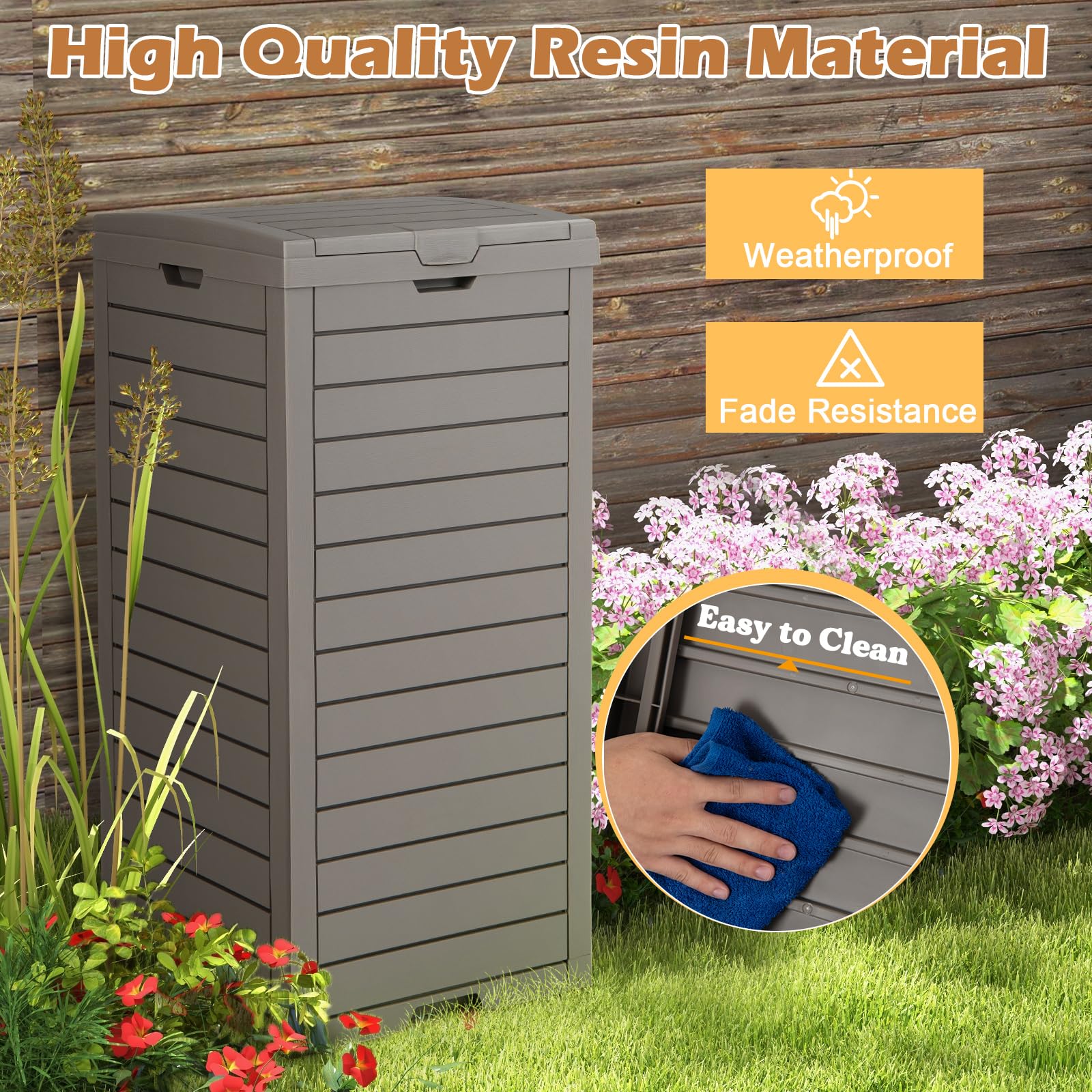 Goplus Outdoor Trash Can with Lid, 31 Gallon Large Outdoor Trash Bin & Pull-Out Liquid Drawer - Image 6