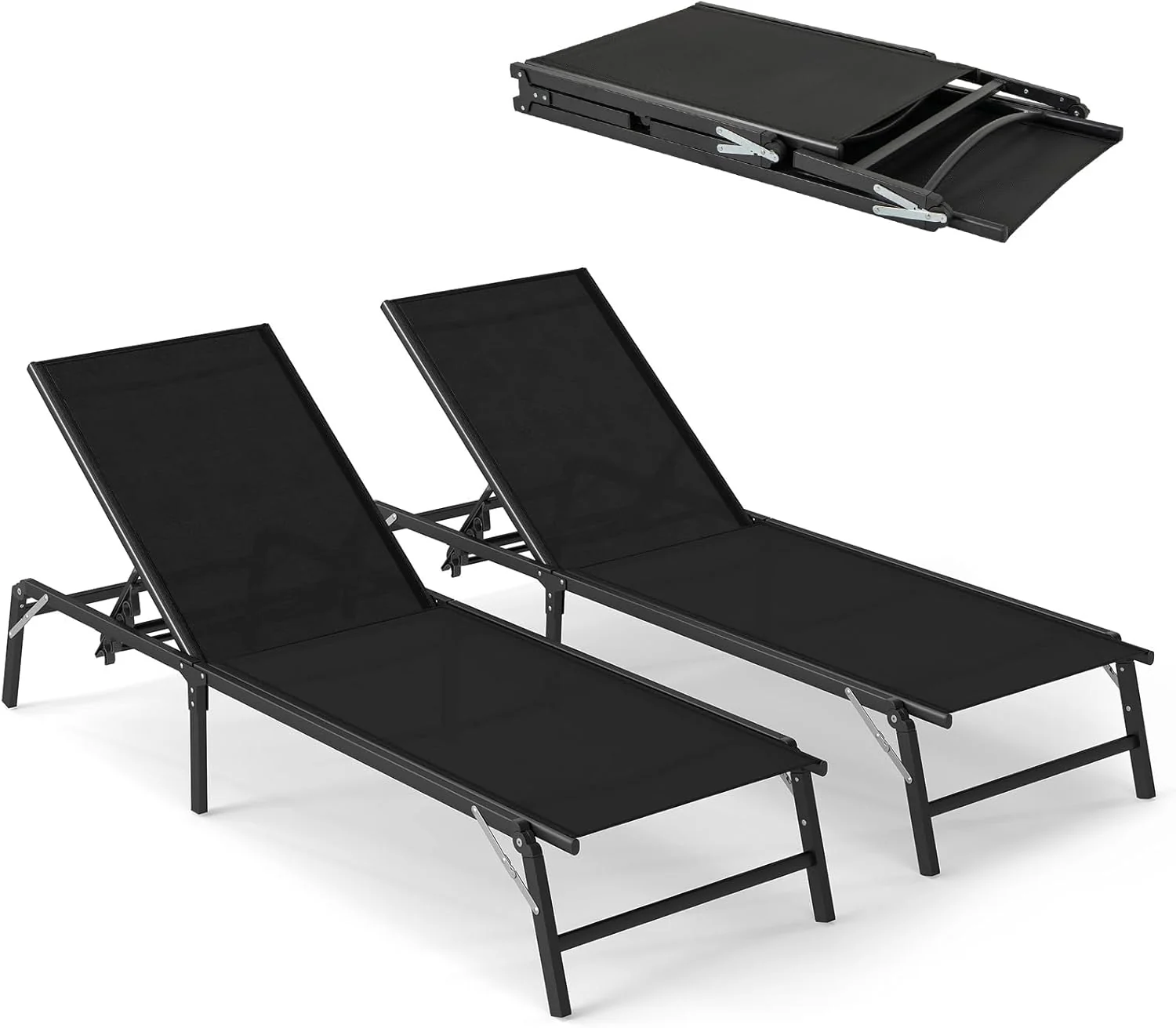 Goplus Patio Chaise Lounge Chairs with 5-position Adjustable Backrest - Image 9