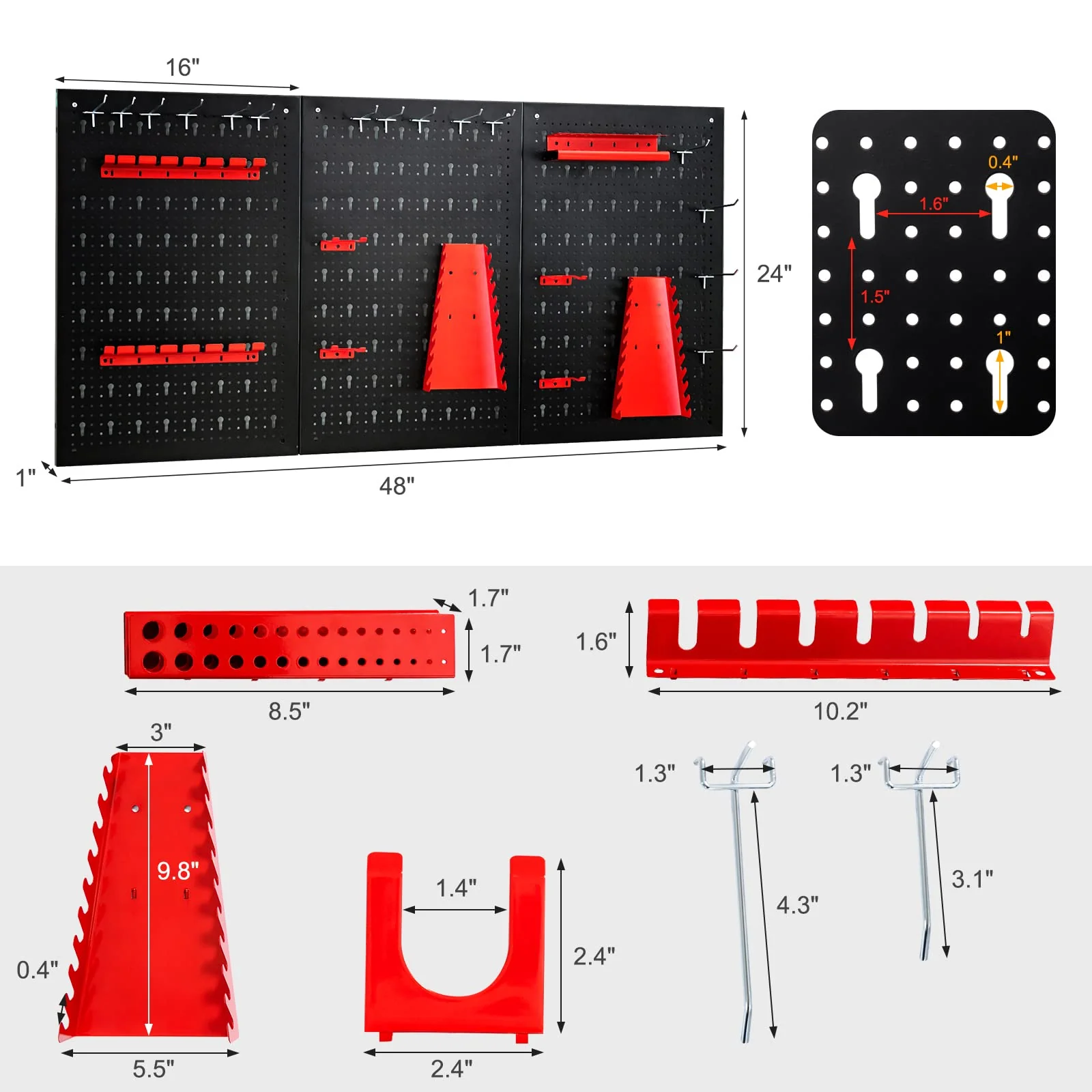 Goplus Pegboard Wall Organizer, 4ft Metal Garage Pegboard Tool Organizer - Image 7