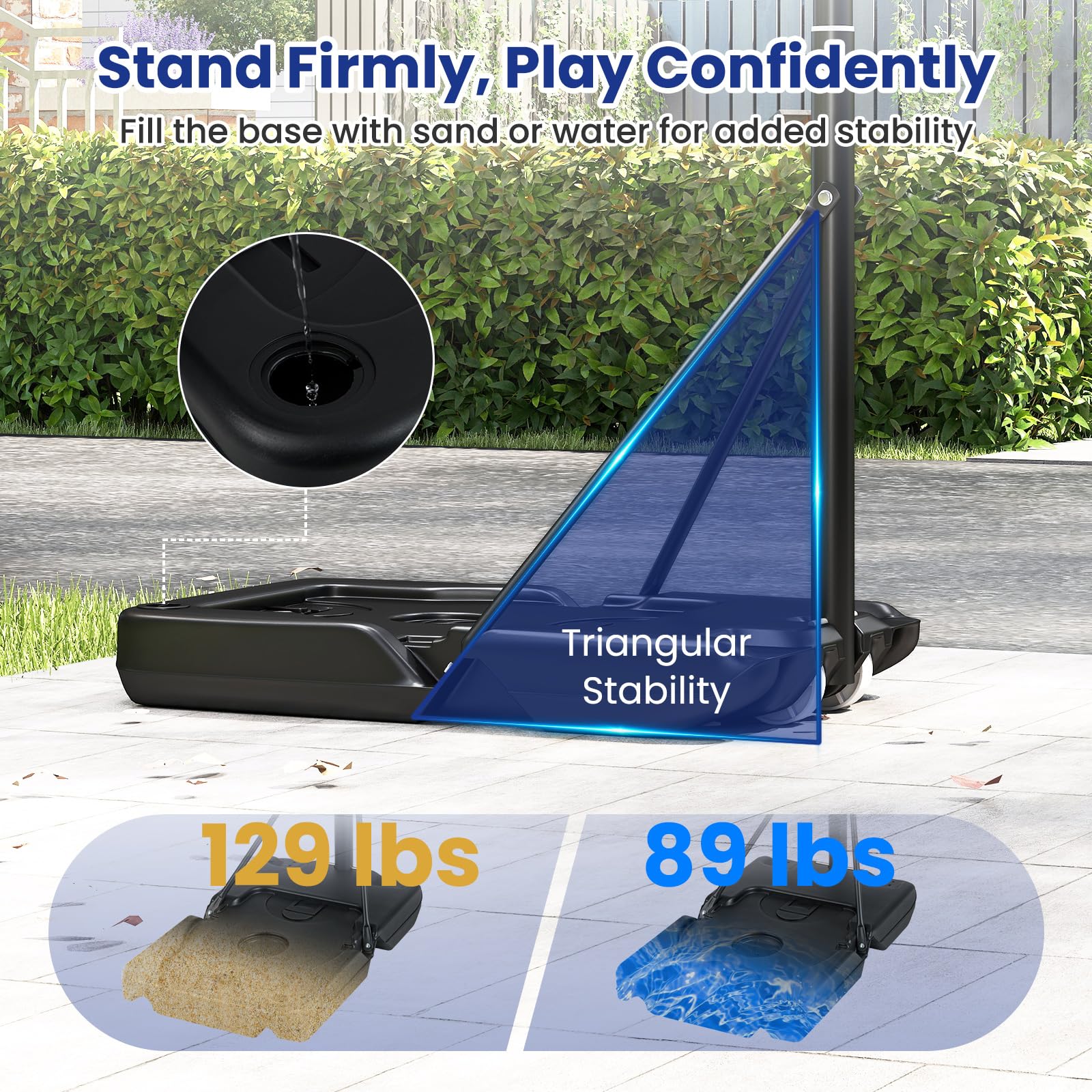 Goplus Portable 3.3-10FT Adjustable Basketball Goal System w/Shatterproof PC Backboard - Image 4