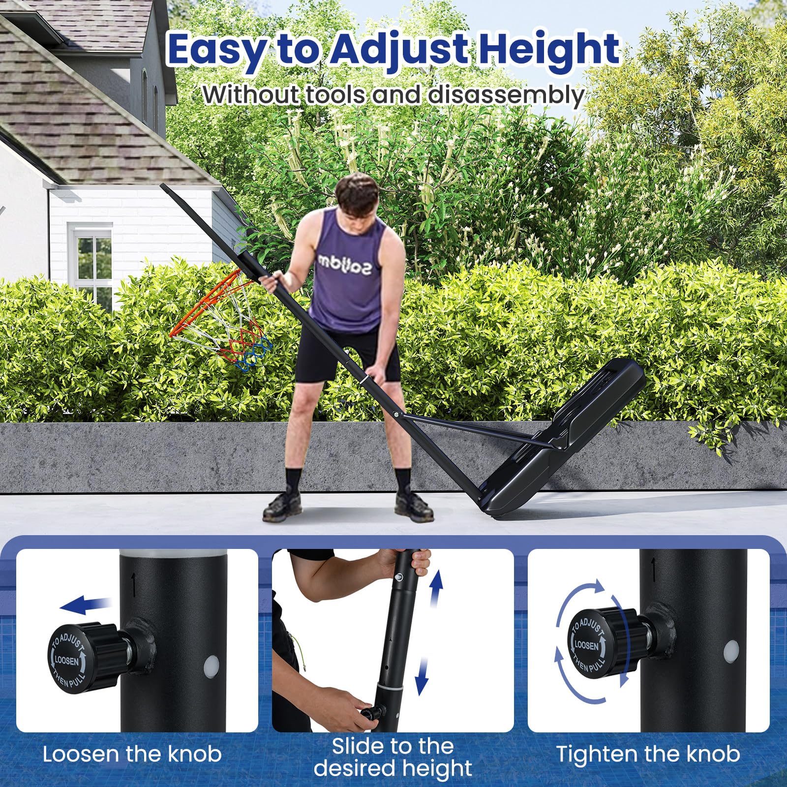 Goplus Portable 3.3-10FT Adjustable Basketball Goal System w/Shatterproof PC Backboard - Image 8