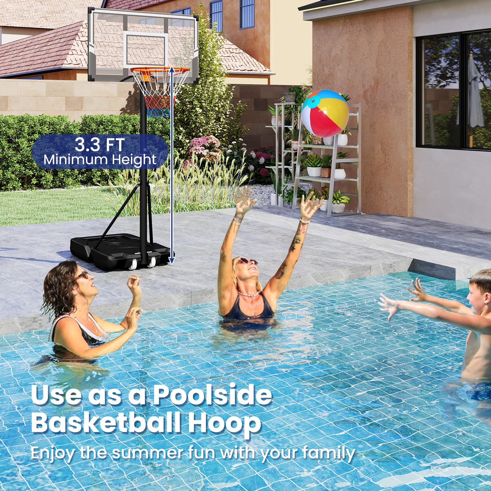 Goplus Portable 3.3-10FT Adjustable Basketball Goal System w/Shatterproof PC Backboard - Image 9